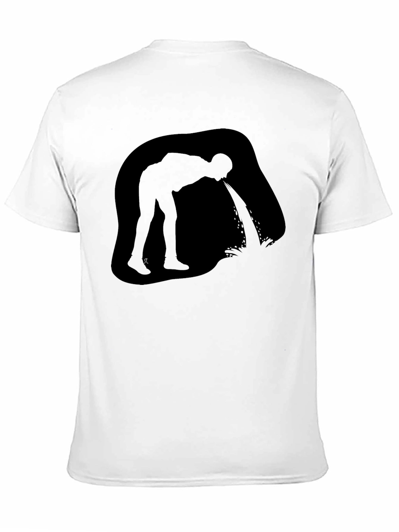 Puking Man Silhouette Graphic T-Shirt - Black
