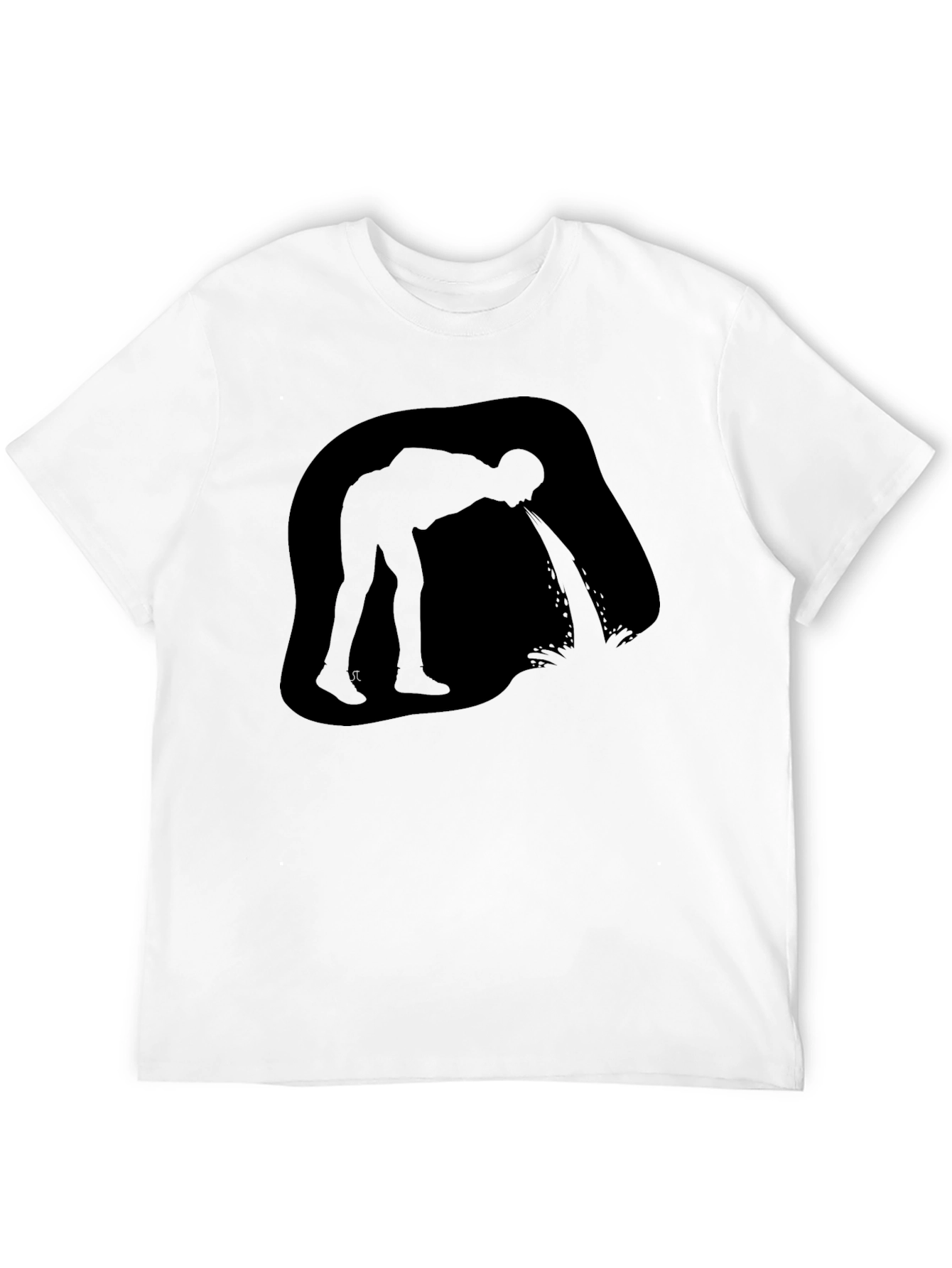 Puking Man Silhouette Graphic T-Shirt - Black