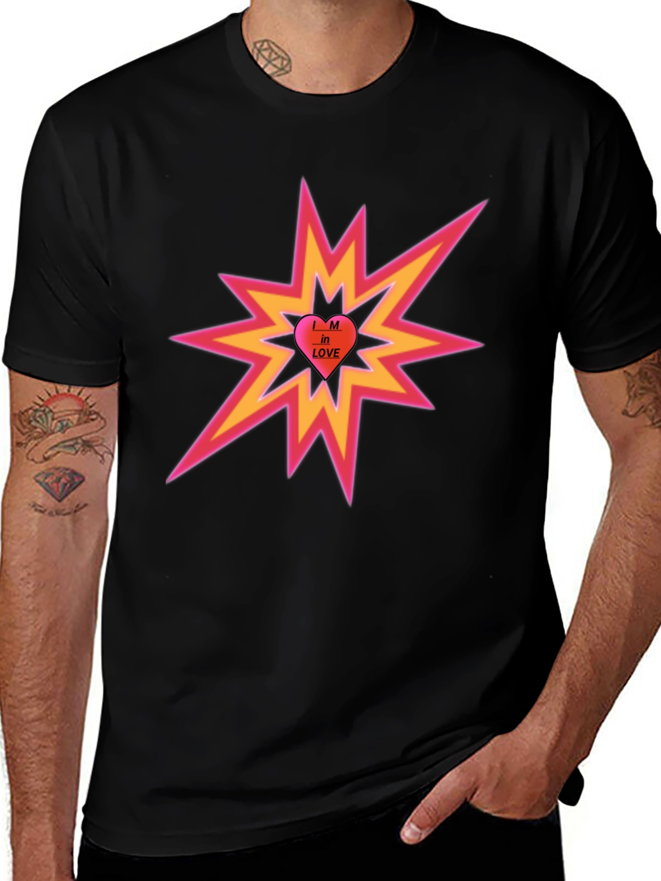 Im in Love Heart Explosion Black T-Shirt
