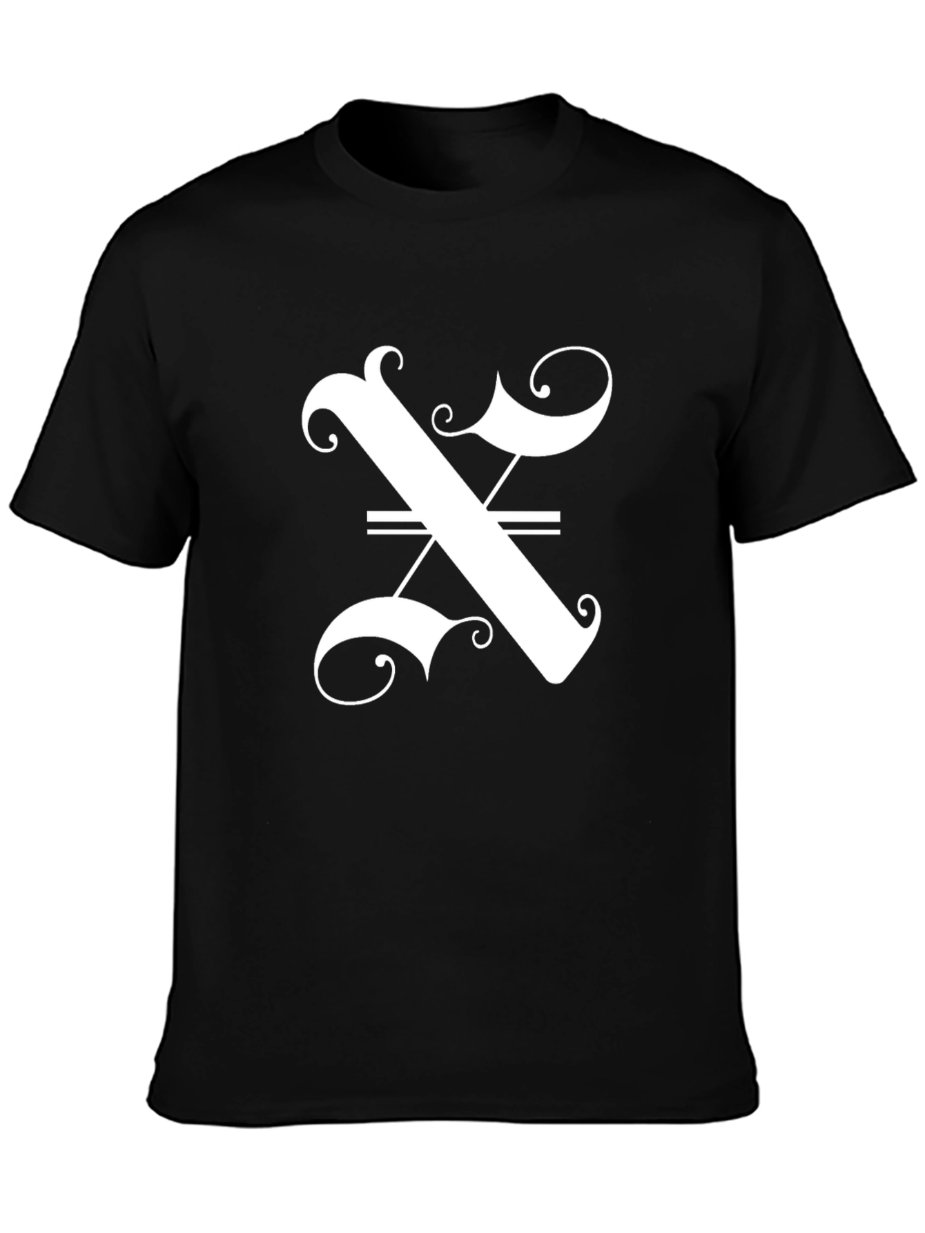 Stylish Black T-Shirt with Ornate Letter Graphic