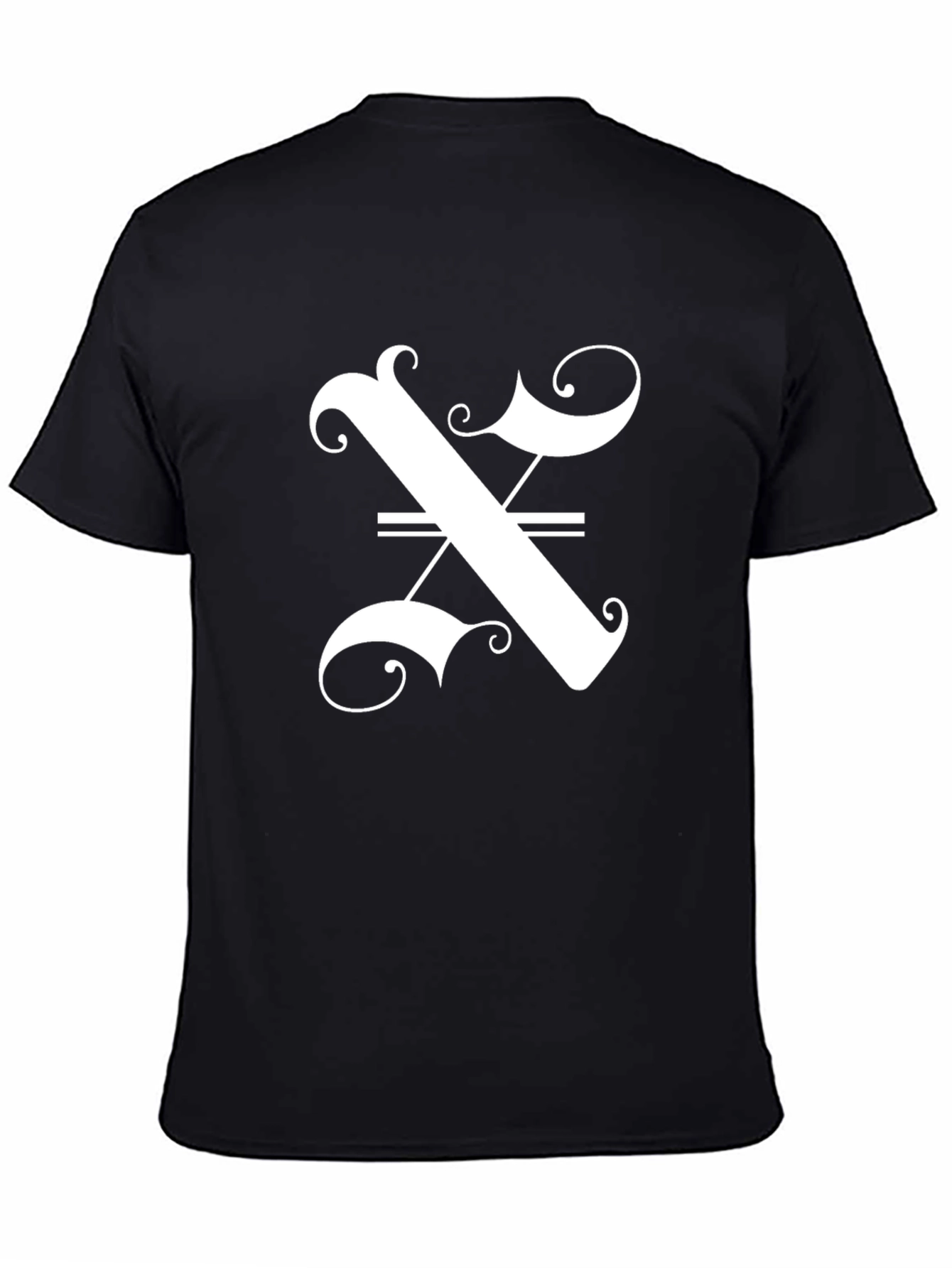 Stylish Black T-Shirt with Ornate Letter Graphic