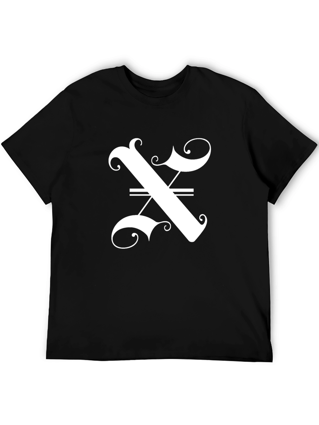 Stylish Black T-Shirt with Ornate Letter Graphic