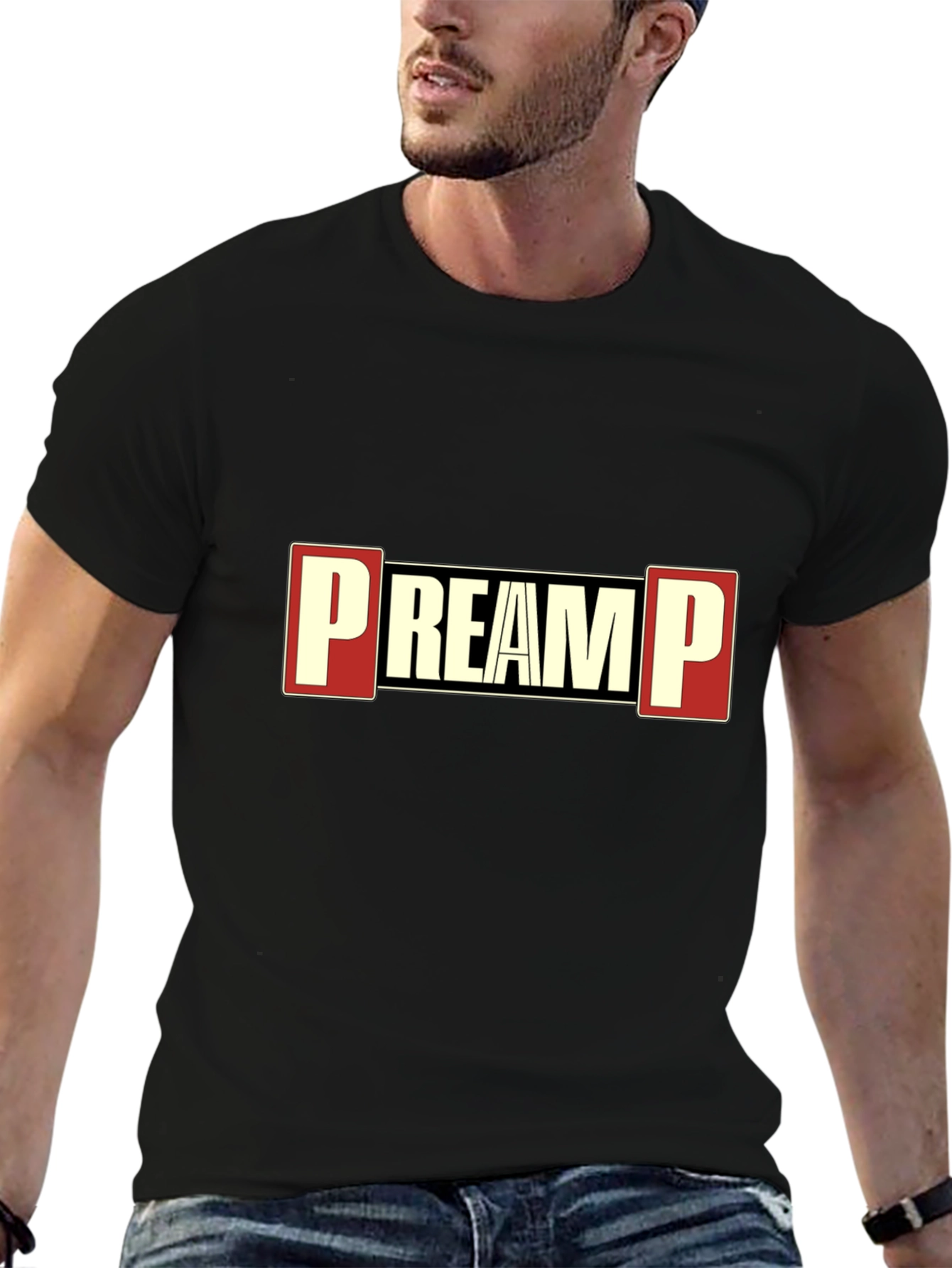 PREAMP Graphic Tee - Black Cotton Blend T-Shirt