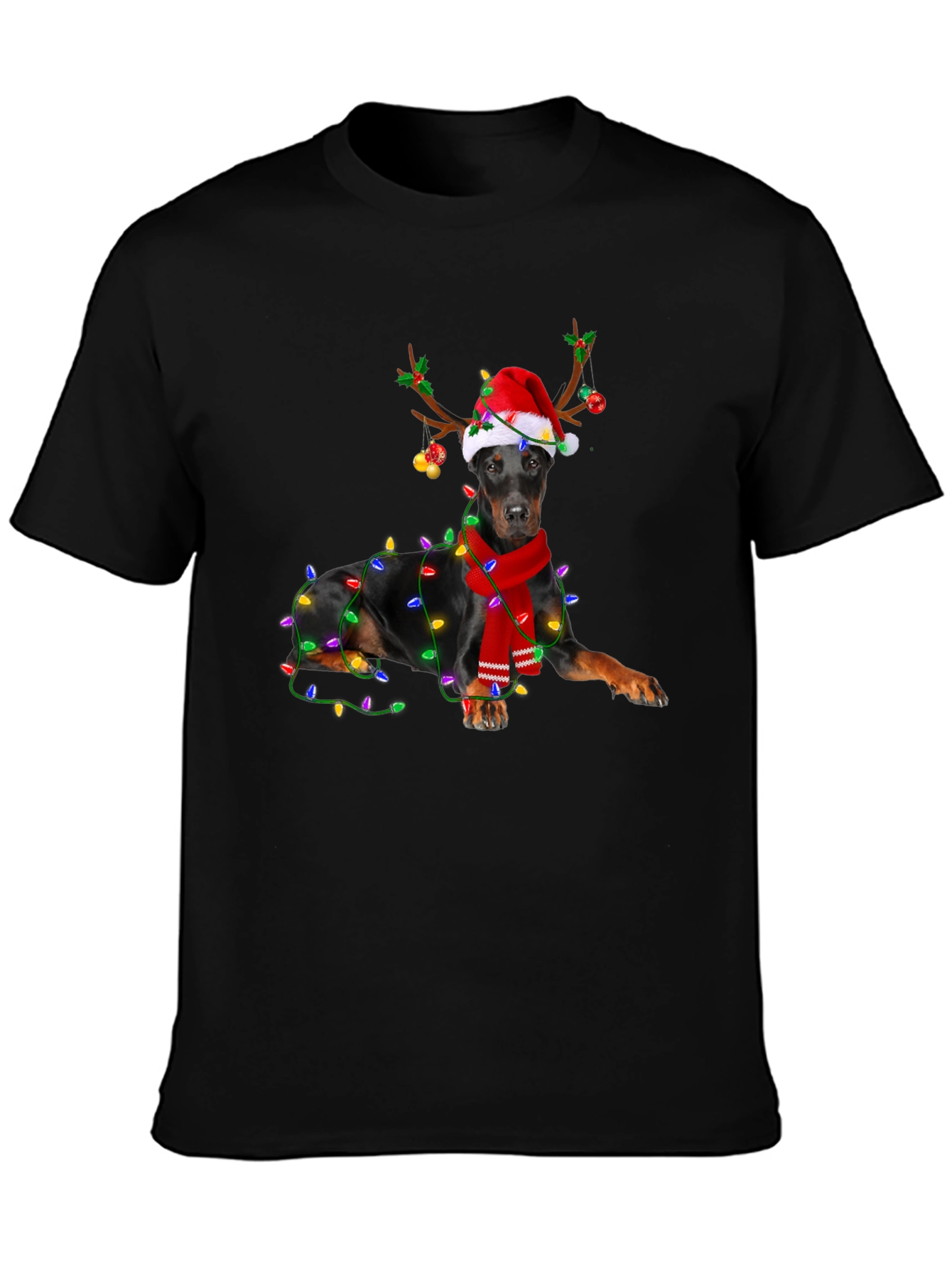 Festive Doberman Holiday T-Shirt