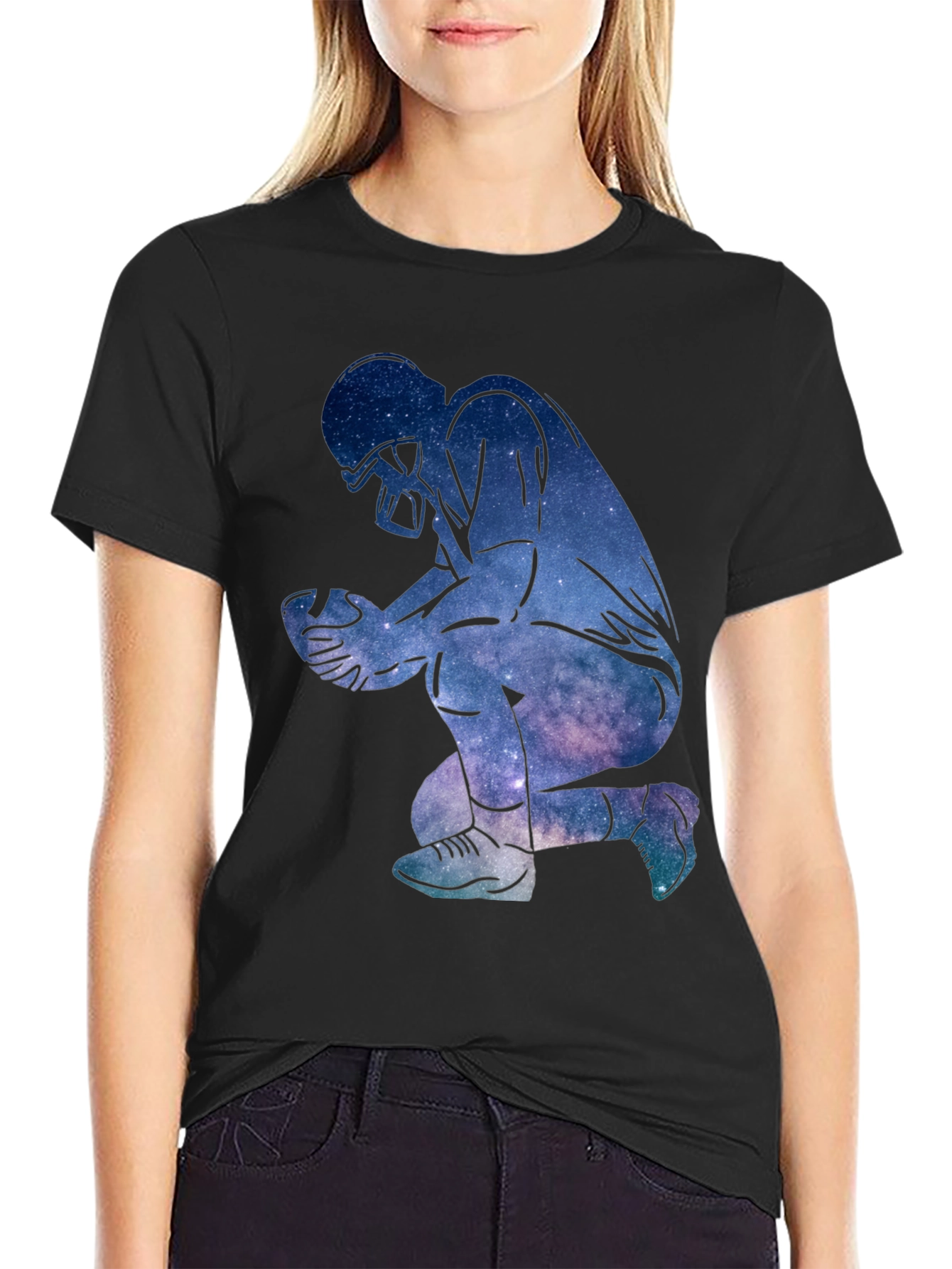 Galaxy Football Player Black T-Shirt