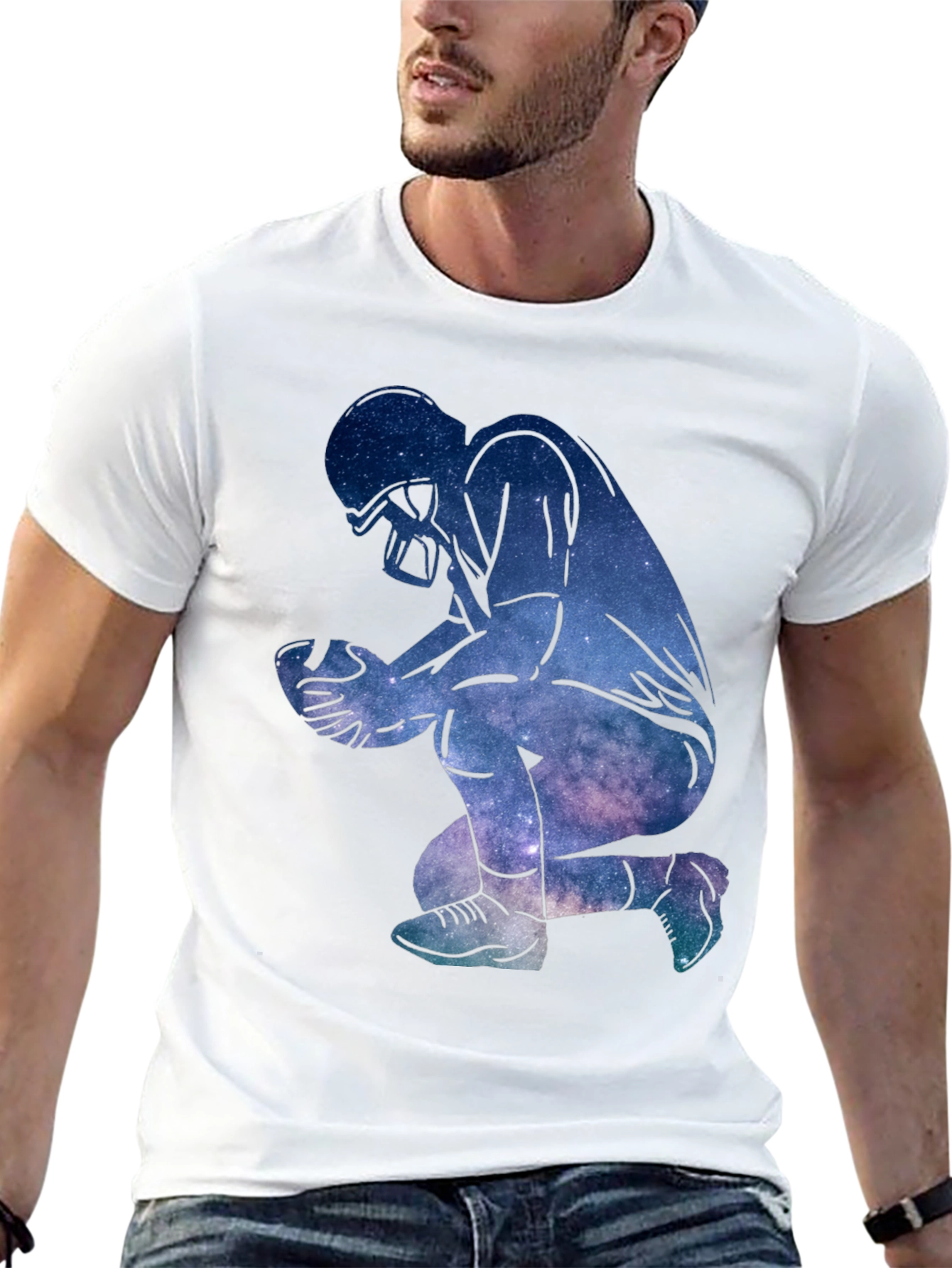 Galaxy Football Player Black T-Shirt