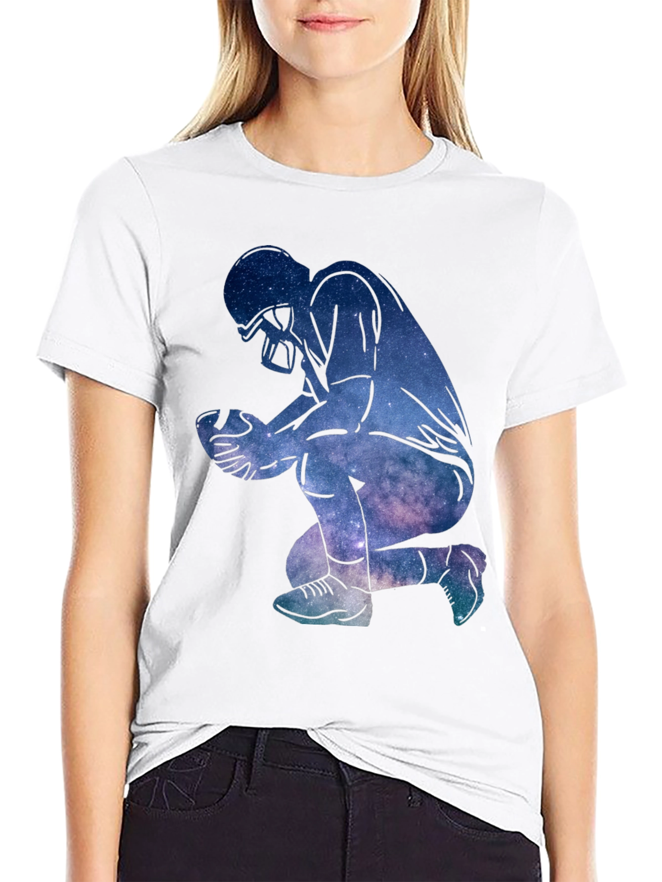 Galaxy Football Player Black T-Shirt