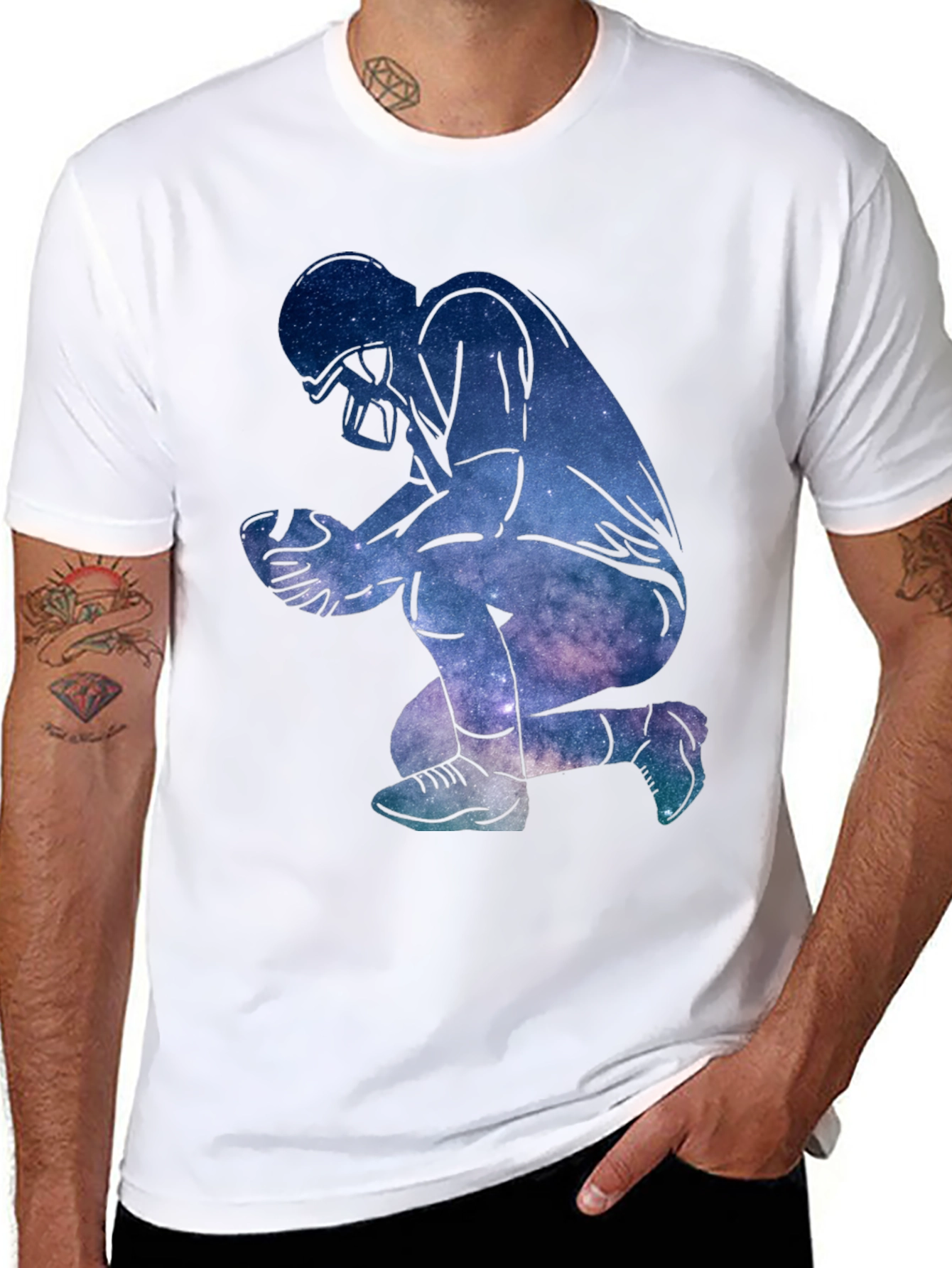 Galaxy Football Player Black T-Shirt