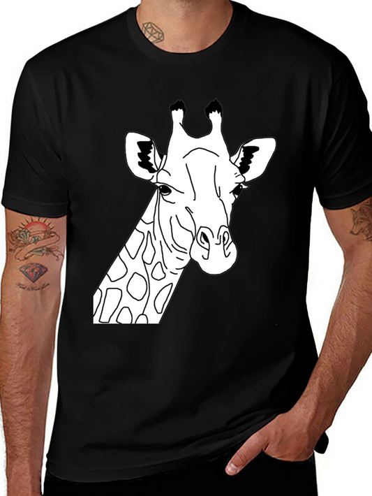 Giraffe Graphic Tee - Black Crew Neck T-Shirt