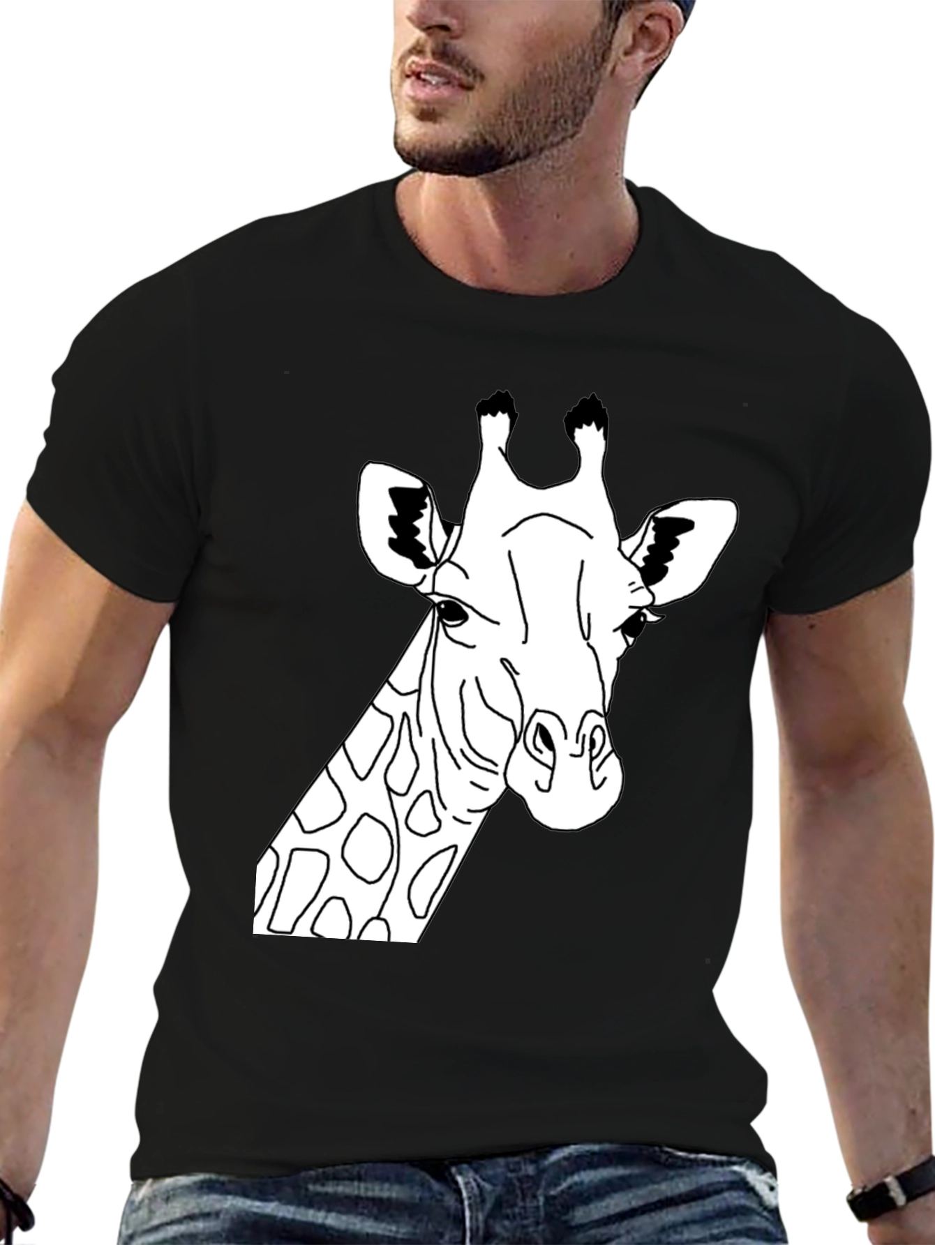 Giraffe Graphic Tee - Black Crew Neck T-Shirt