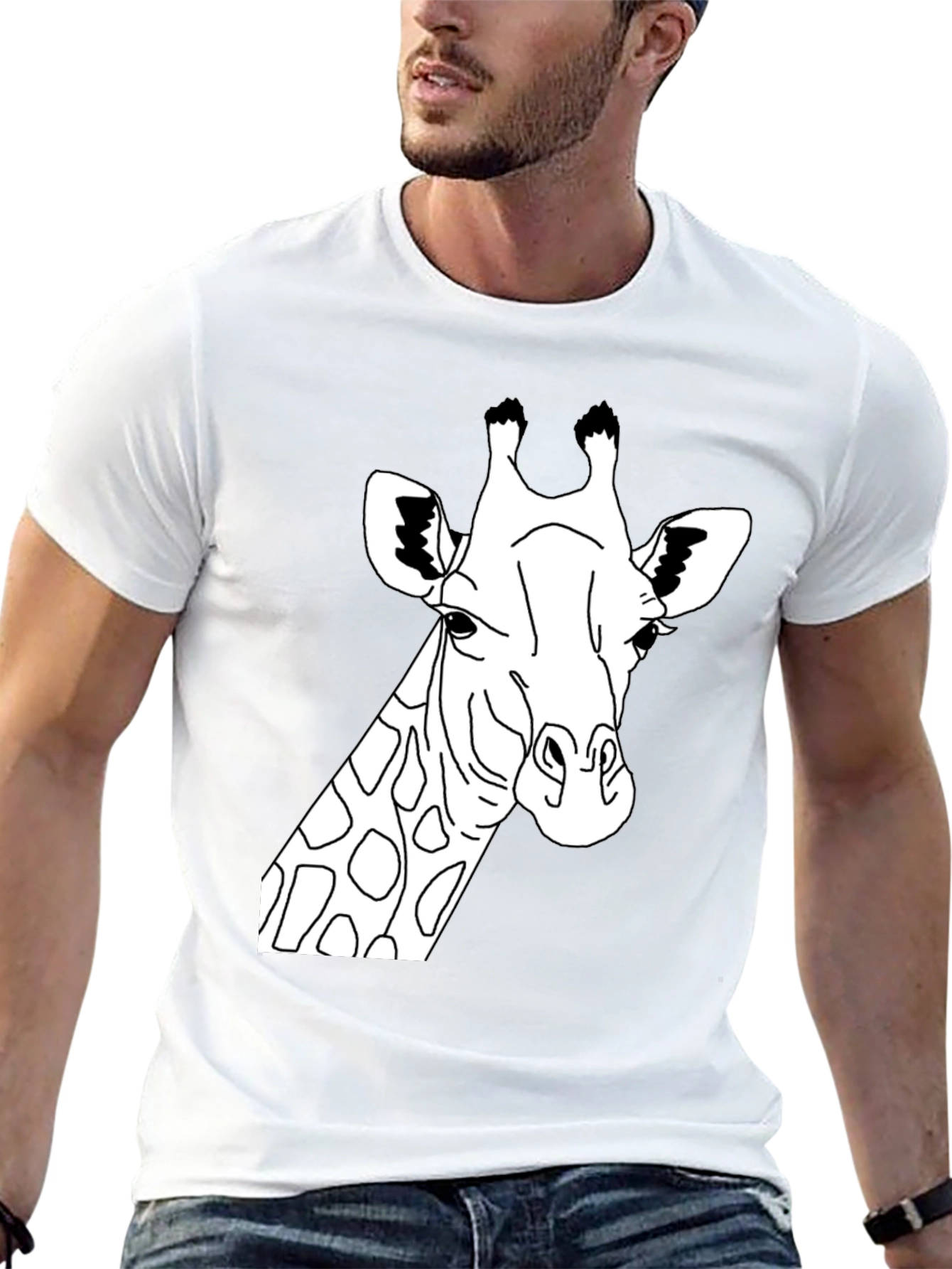 Giraffe Graphic Tee - Black Crew Neck T-Shirt