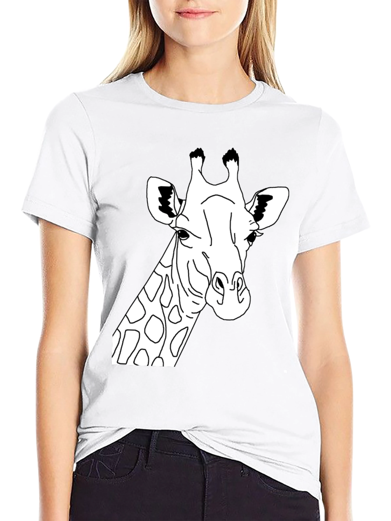 Giraffe Graphic Tee - Black Crew Neck T-Shirt