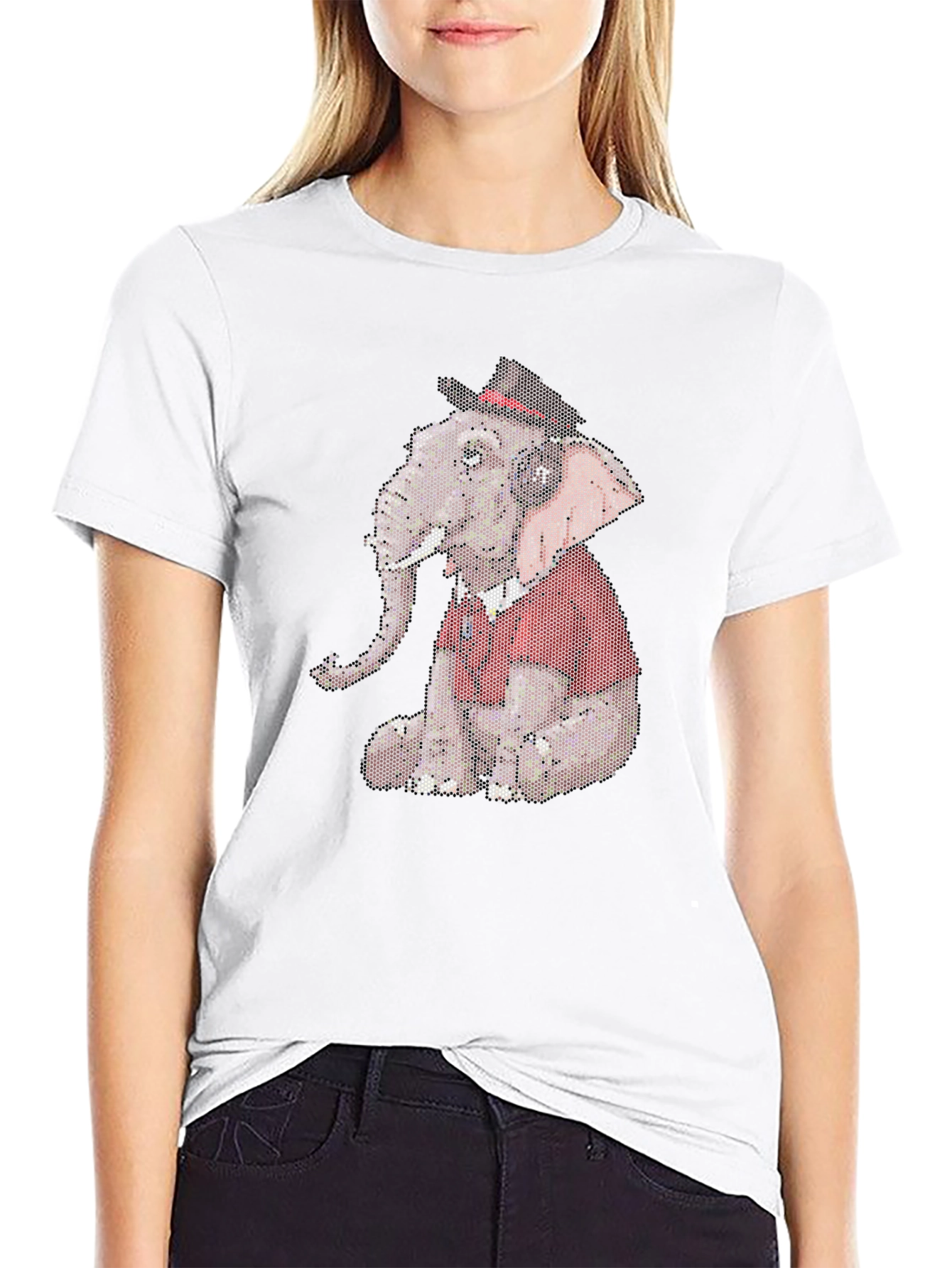 Elephant with Hat Graphic Print Tee