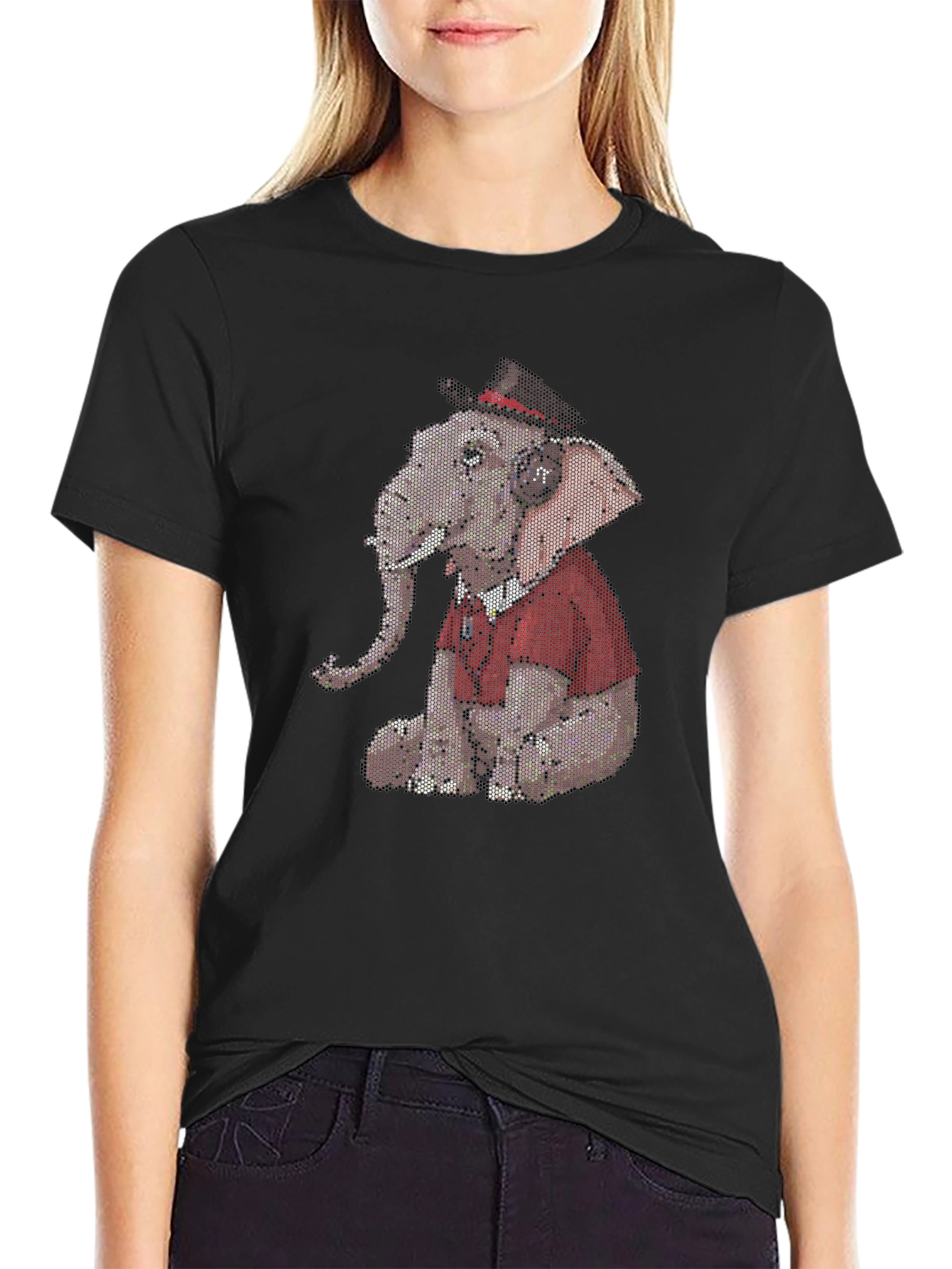Elephant with Hat Graphic Print Tee