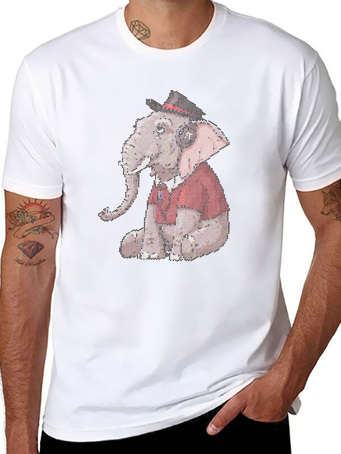 Elephant with Hat Graphic Print Tee