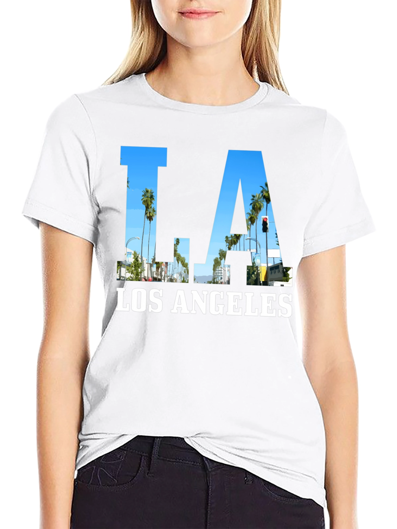 LA Los Angeles Cityscape Mens Graphic T-Shirt