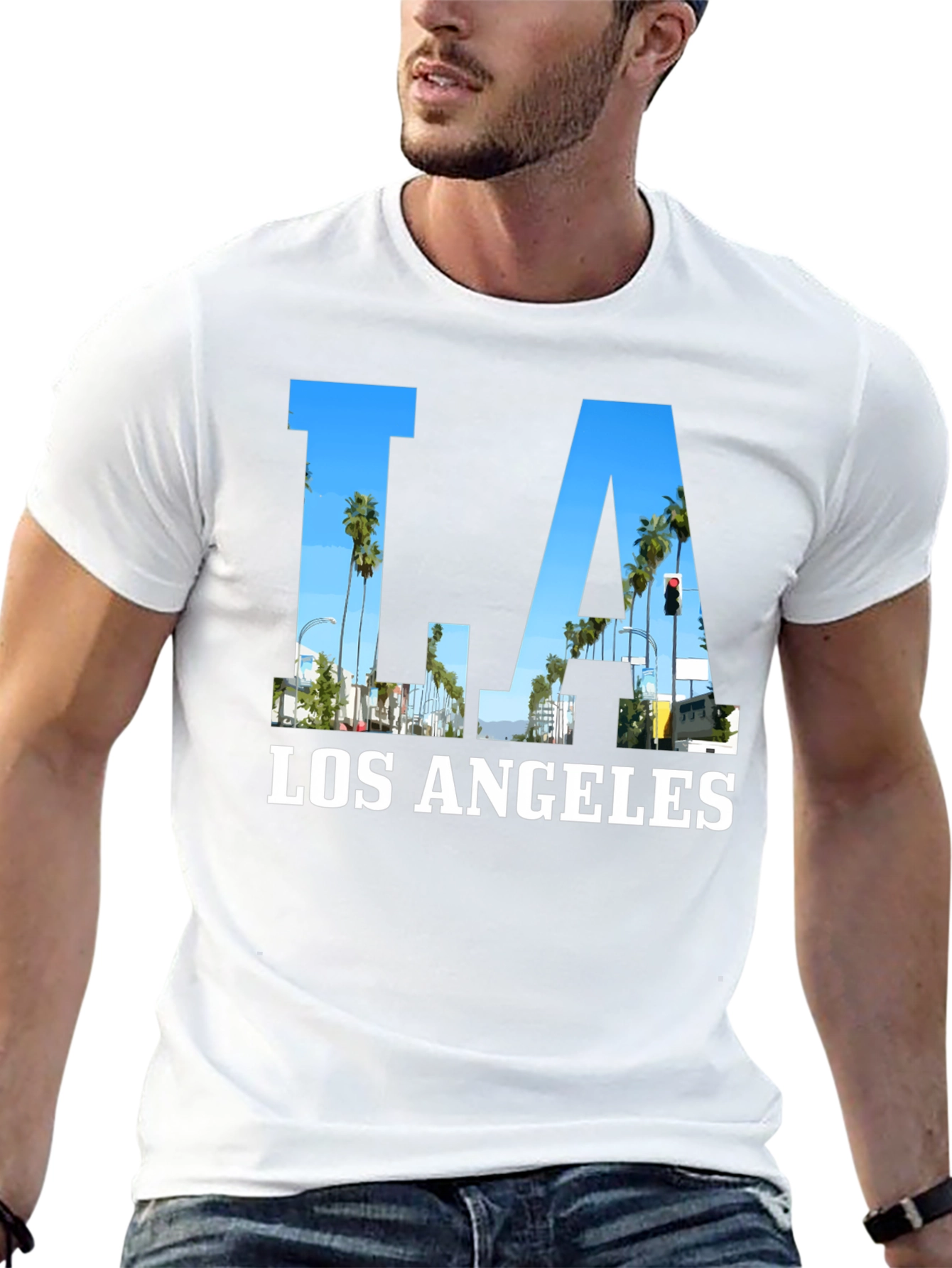 LA Los Angeles Cityscape Mens Graphic T-Shirt