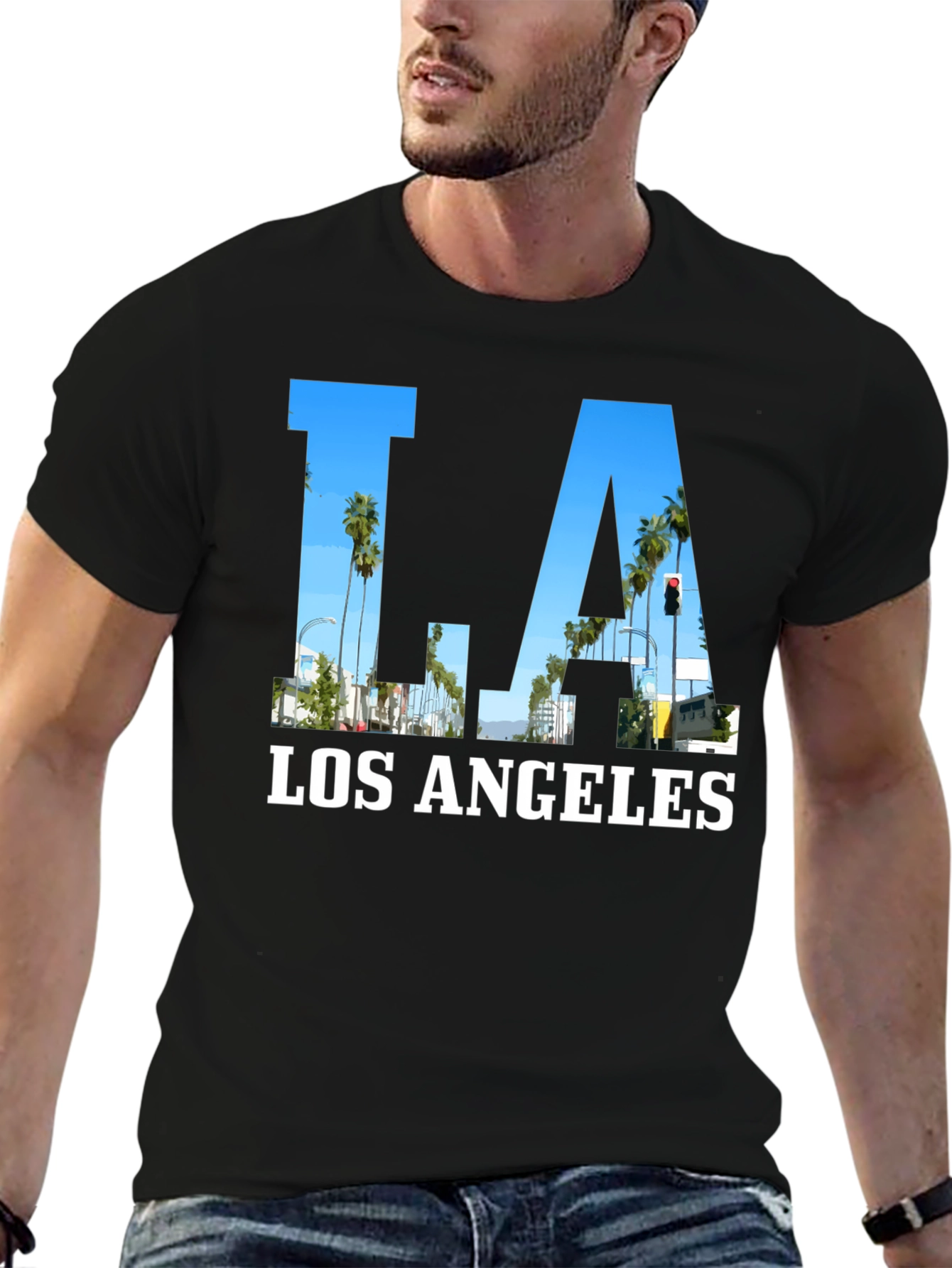 LA Los Angeles Cityscape Mens Graphic T-Shirt