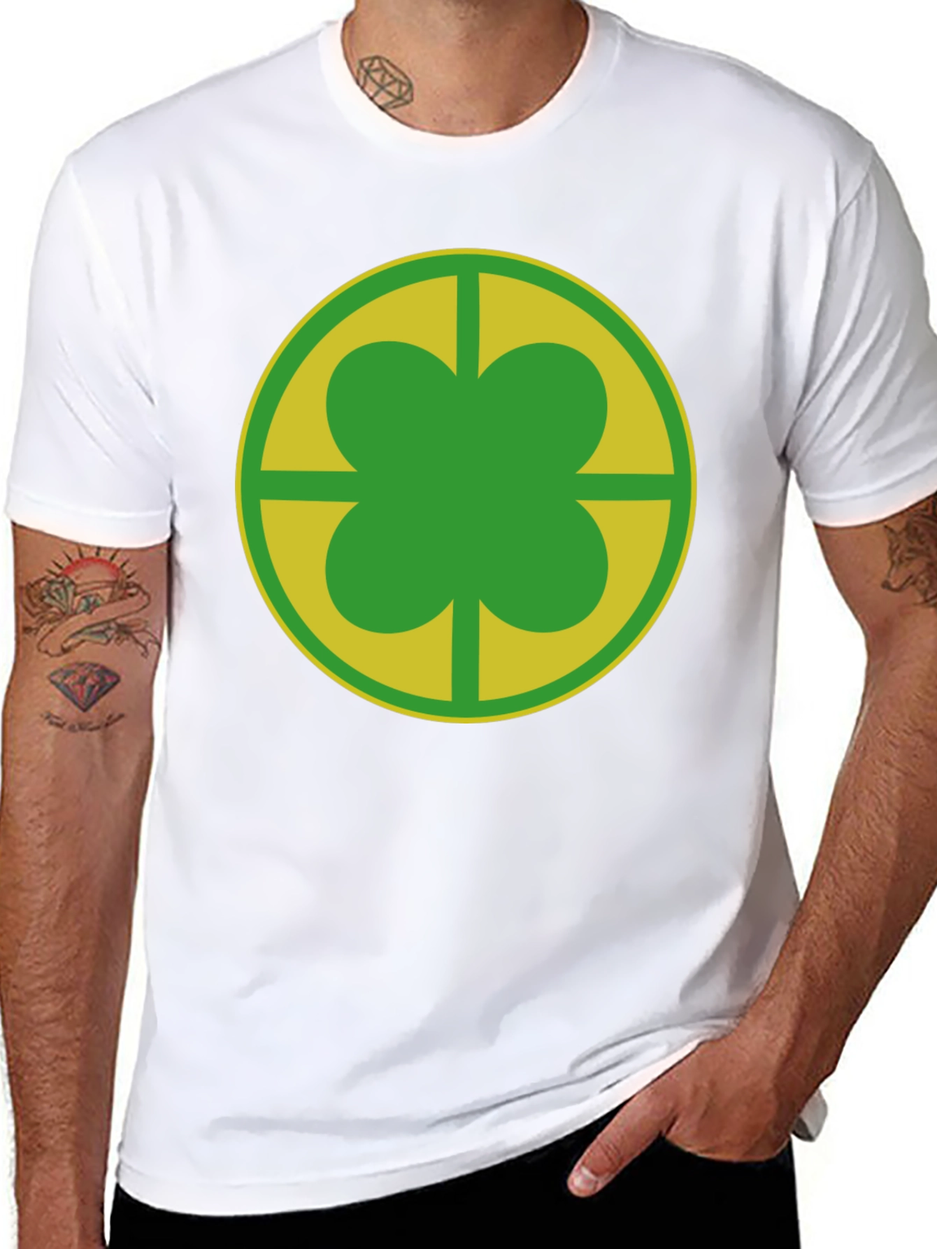 Clover Leaf Graphic Tee - Lucky Charm Design