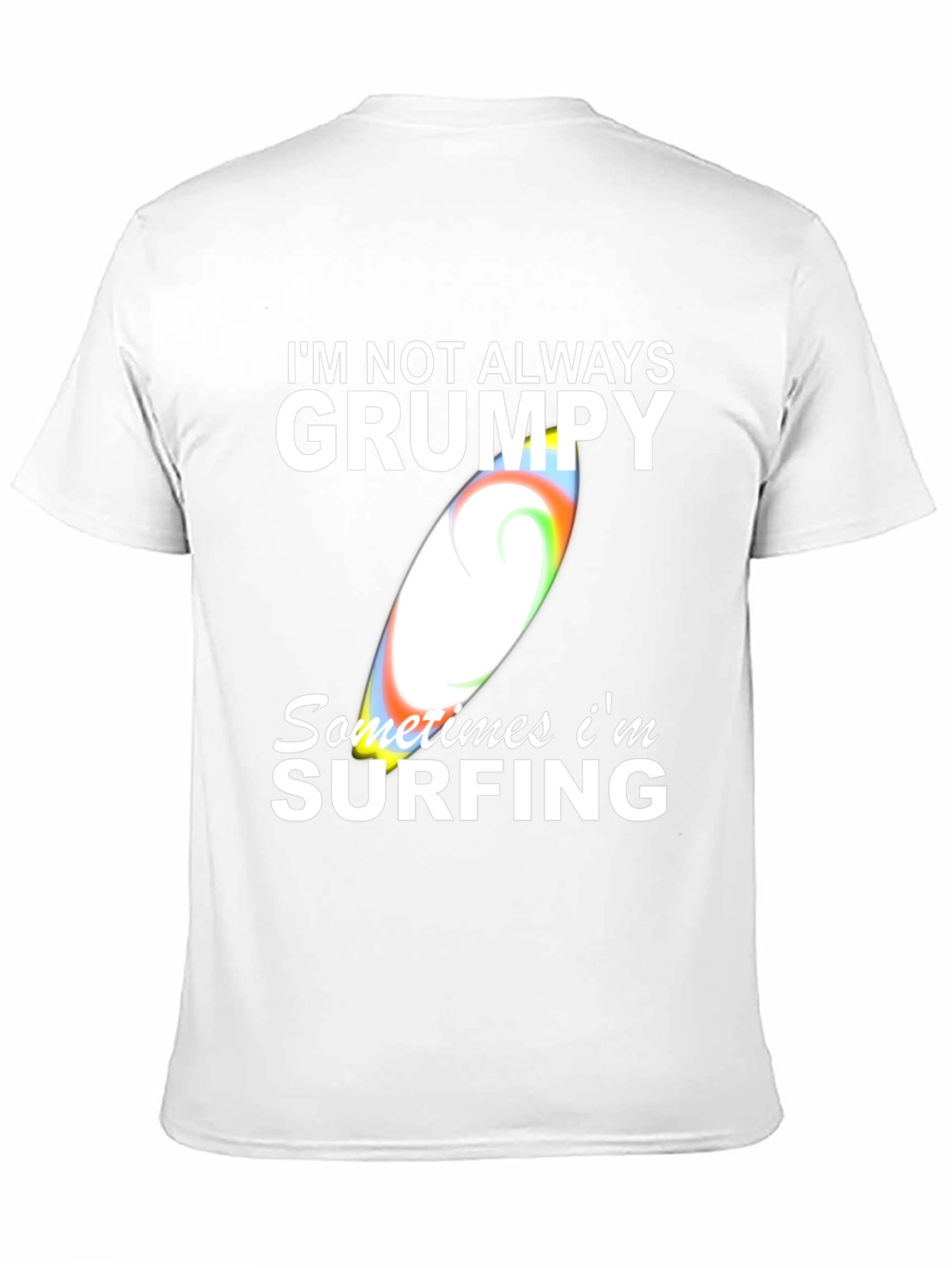 Grumpy Surfing Graphic Tee -  Mens Black Cotton T-Shirt