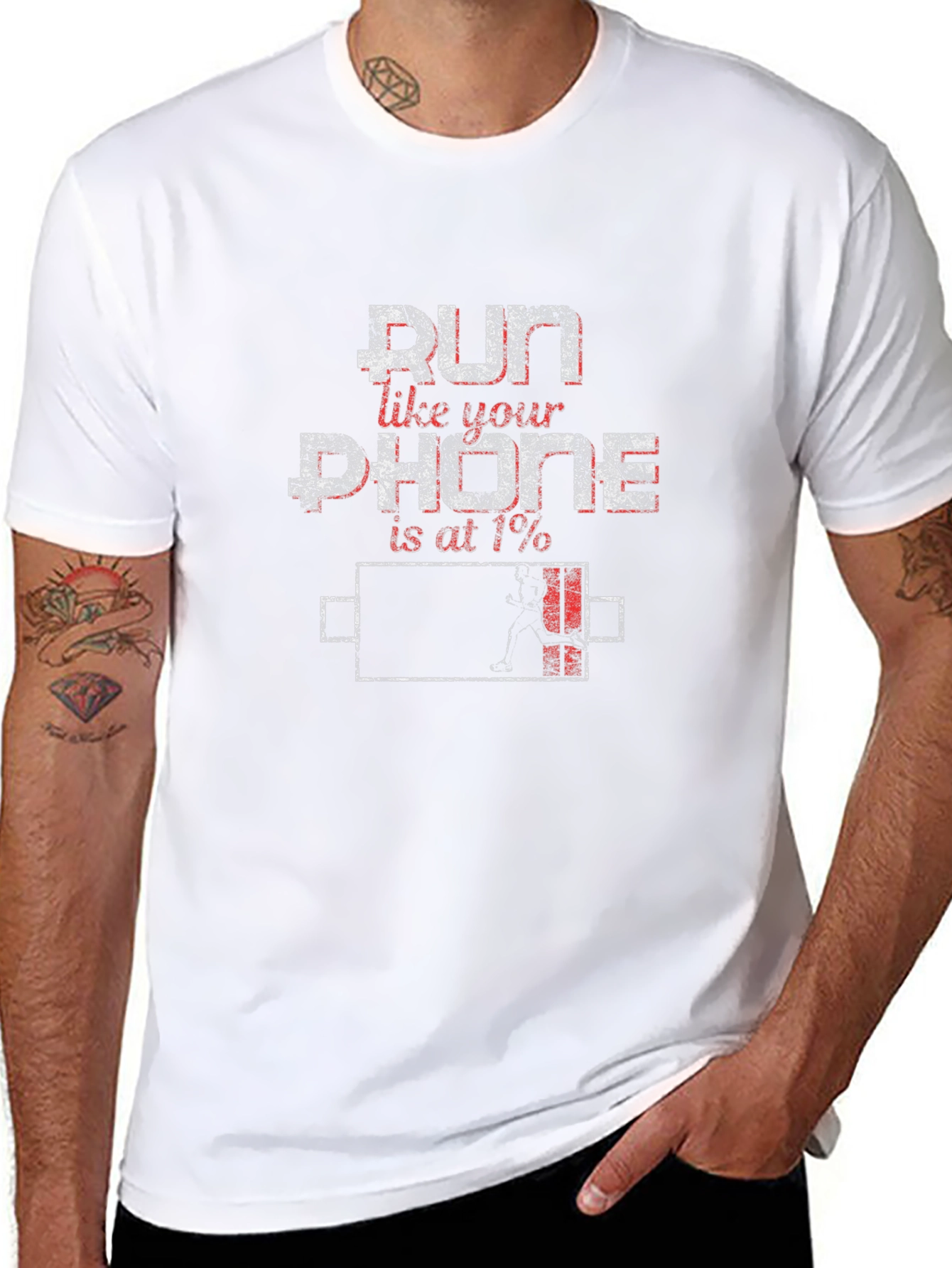 Run Like Your Phone is at 1% T-Shirt