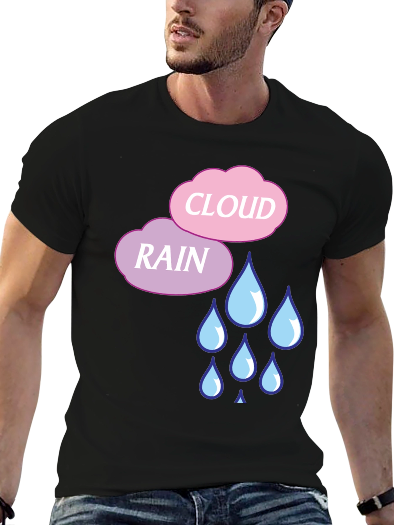 Rain Cloud Graphic T-Shirt - Cute Weather Design