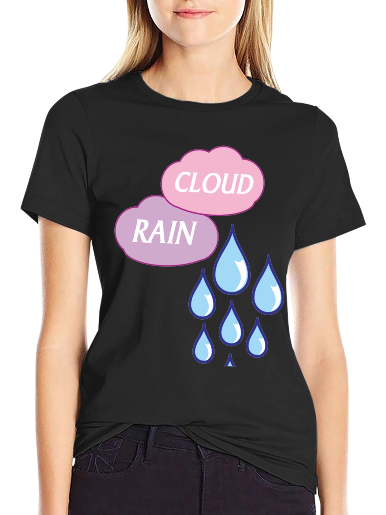 Rain Cloud Graphic T-Shirt - Cute Weather Design