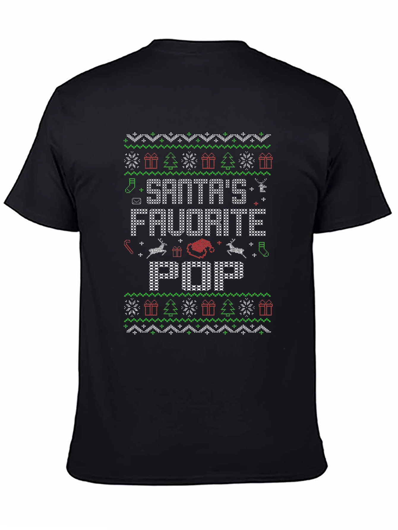 Santas Favorite Pop Knit-Style Christmas T-Shirt