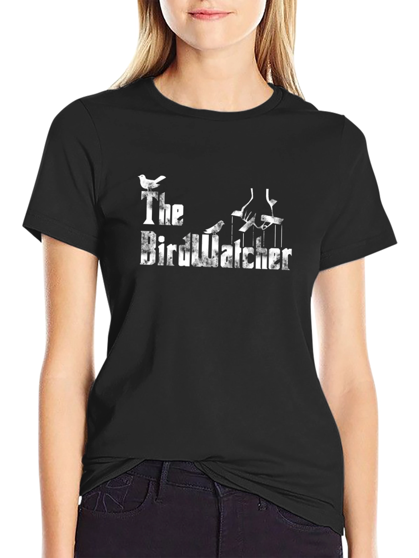 The Birdwatcher Black T-Shirt Bird Lover Gift