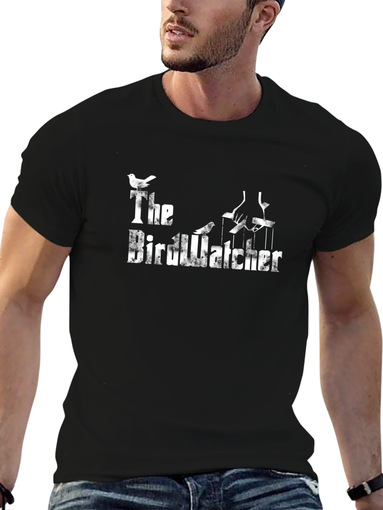 The Birdwatcher Black T-Shirt Bird Lover Gift