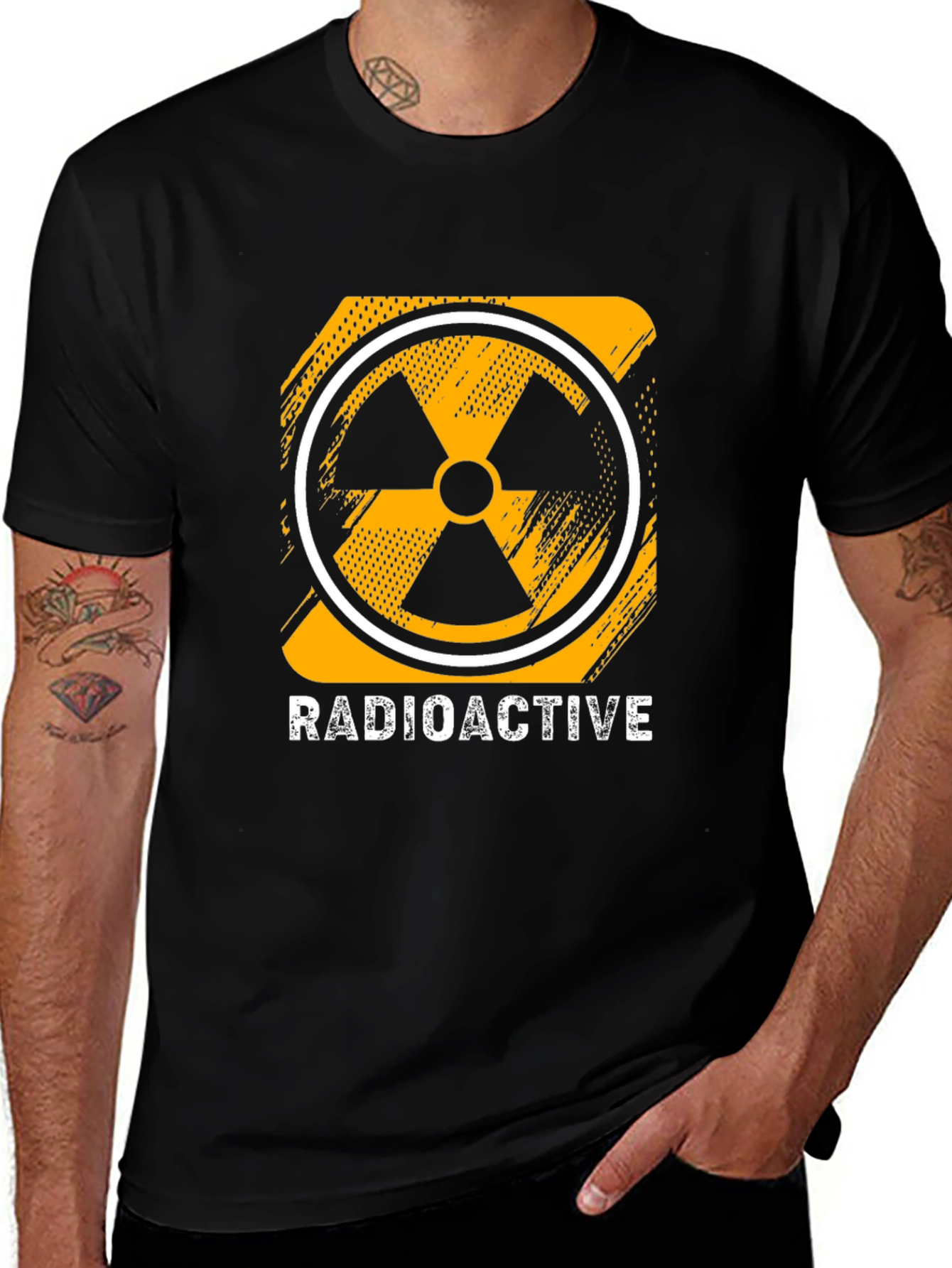 Radioactive Symbol Graphic Print Black T-Shirt