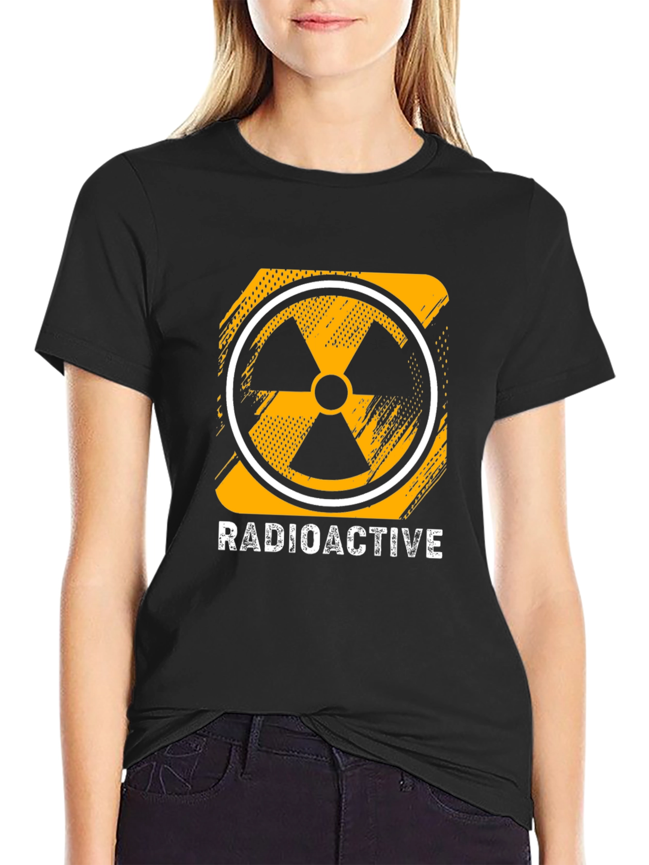 Radioactive Symbol Graphic Print Black T-Shirt
