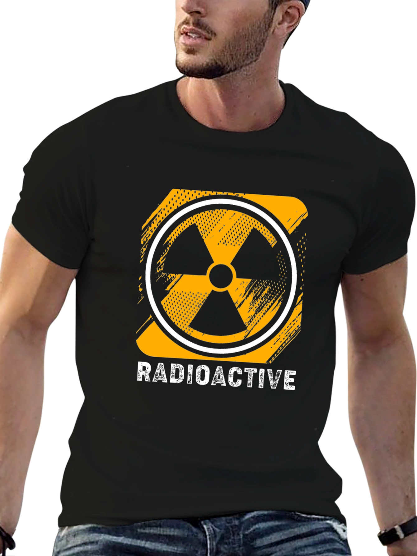 Radioactive Symbol Graphic Print Black T-Shirt