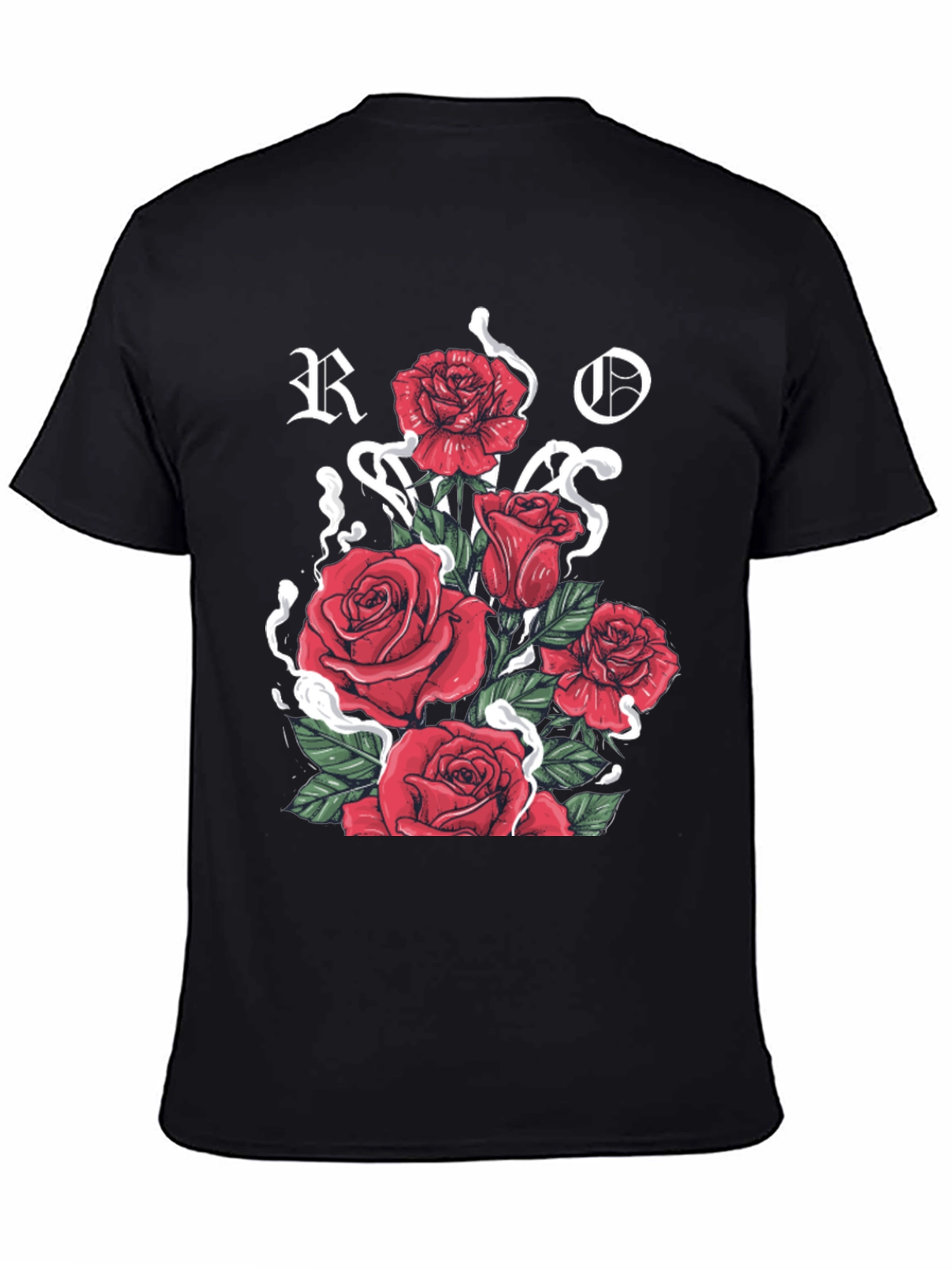 Floral Rose Graphic Print Black T-Shirt