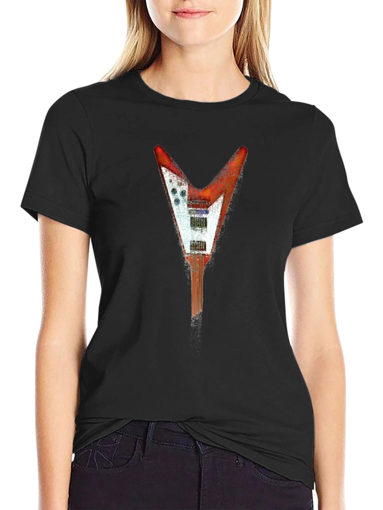 Flying V Guitar Graphic Tee - Rock Style