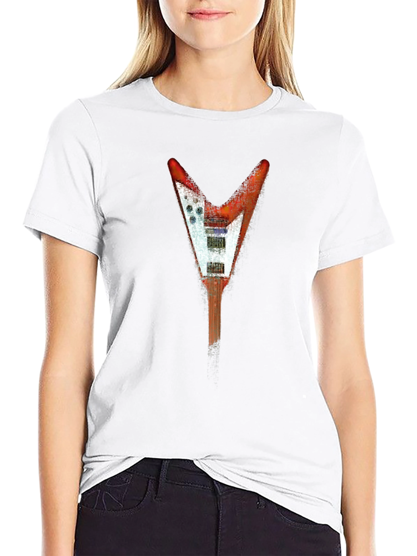 Flying V Guitar Graphic Tee - Rock Style