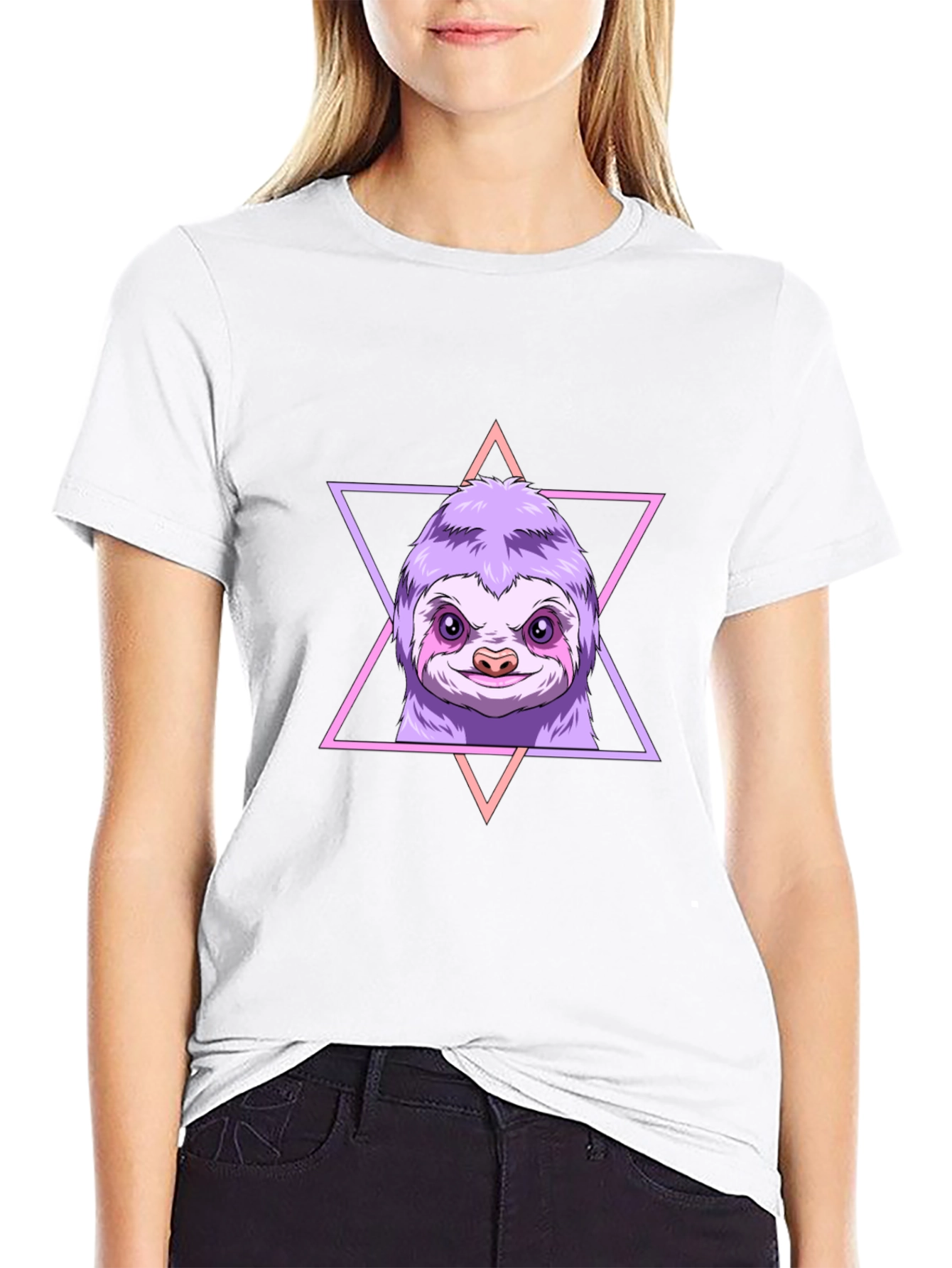 Sloth Triangle Graphic Tee - Mens Black T-Shirt