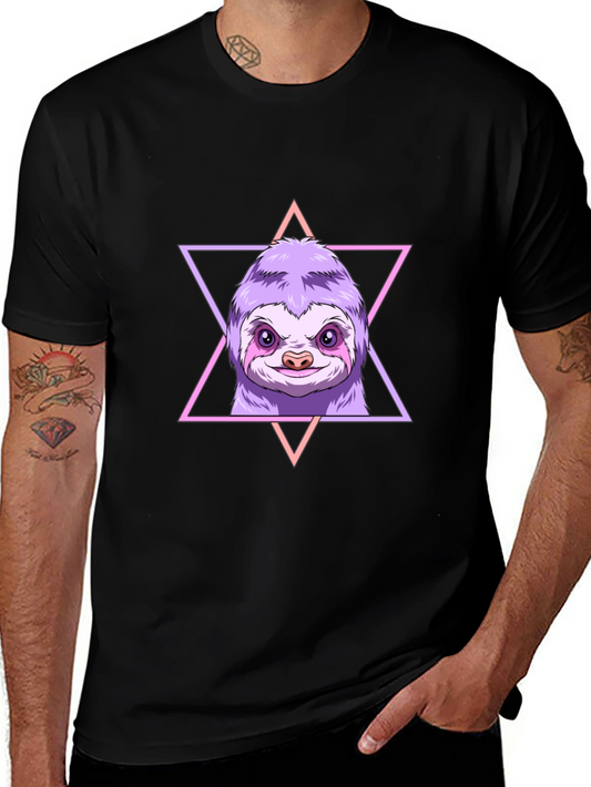 Sloth Triangle Graphic Tee - Mens Black T-Shirt