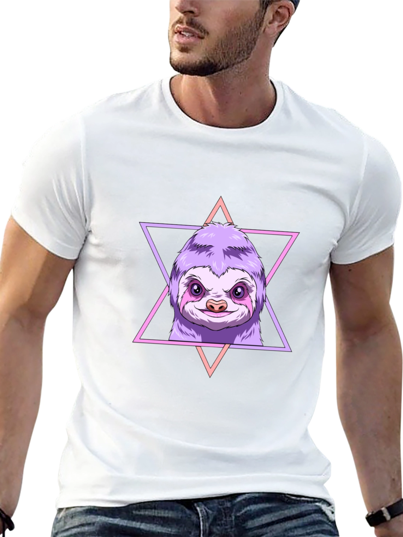Sloth Triangle Graphic Tee - Mens Black T-Shirt