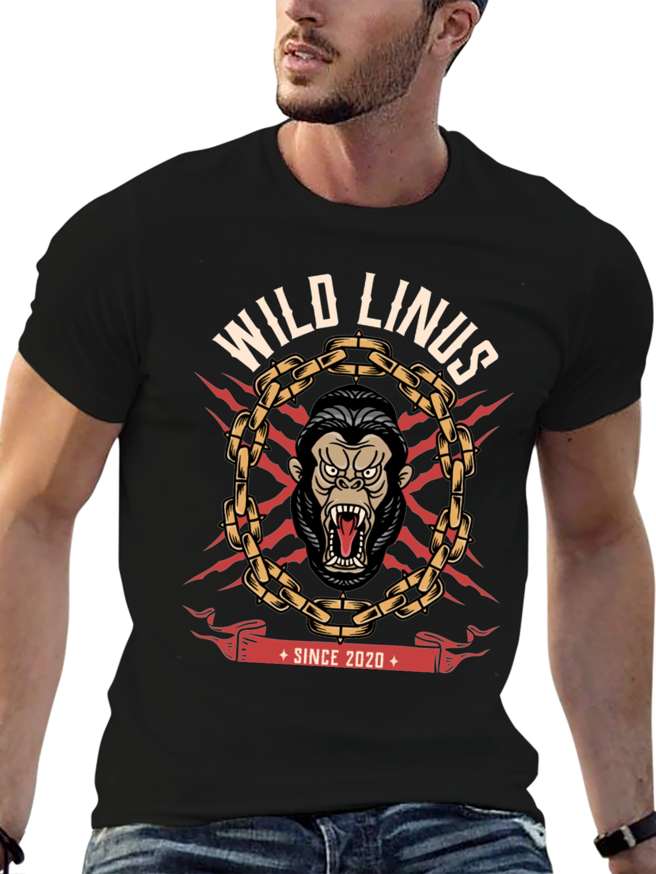 Wild Linus Graphic T-Shirt - Gorilla Design