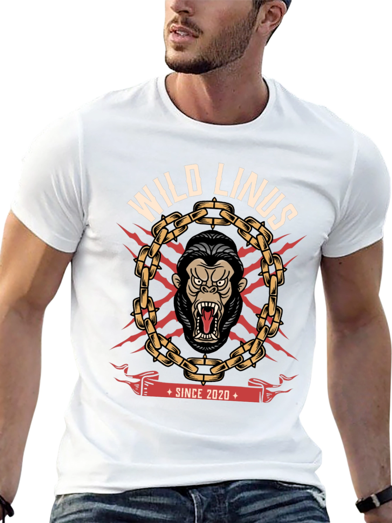 Wild Linus Graphic T-Shirt - Gorilla Design