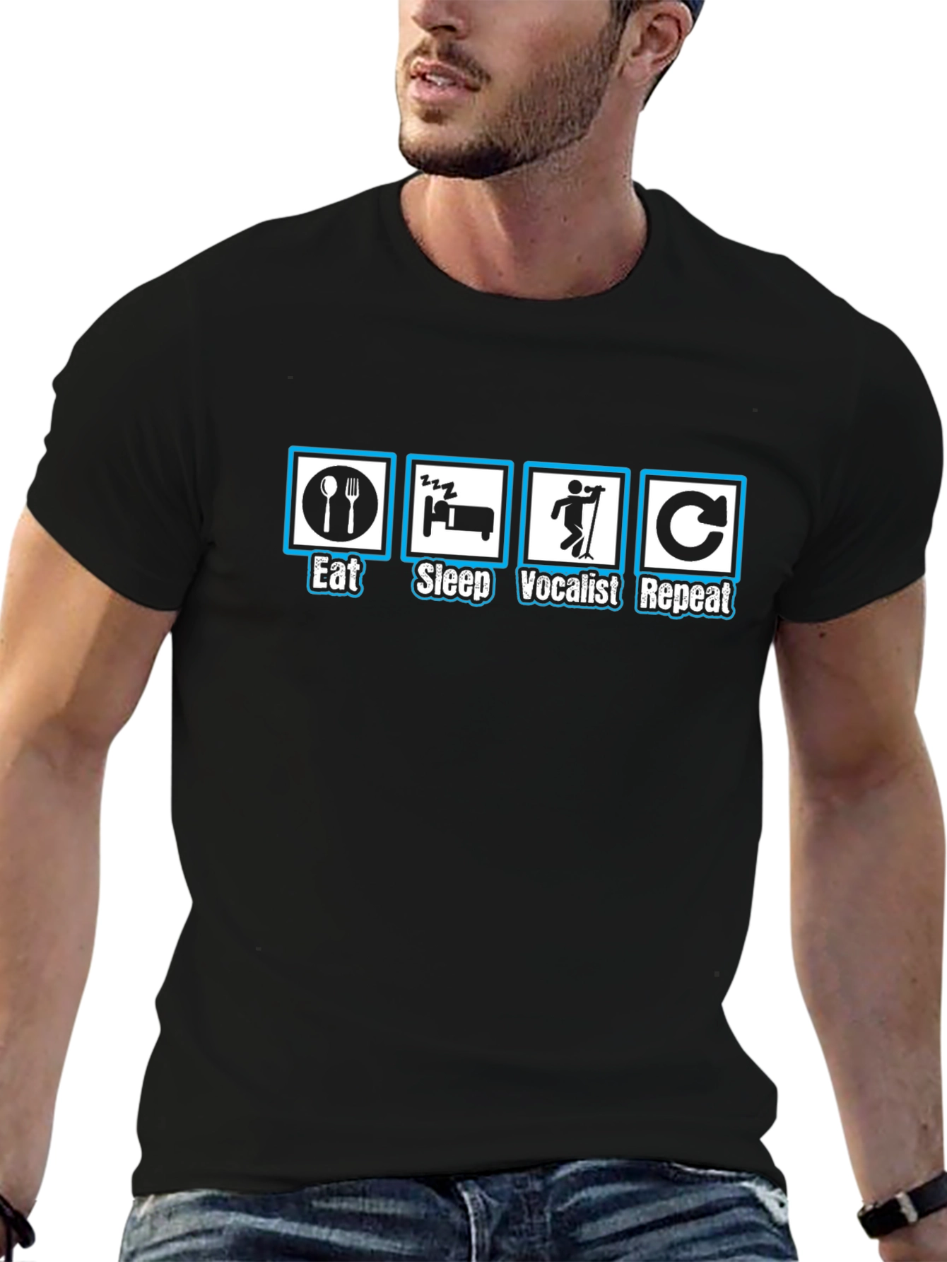 Eat Sleep Vocalist Repeat Black T-Shirt