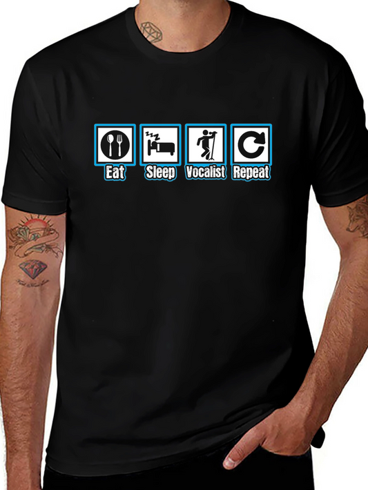 Eat Sleep Vocalist Repeat Black T-Shirt