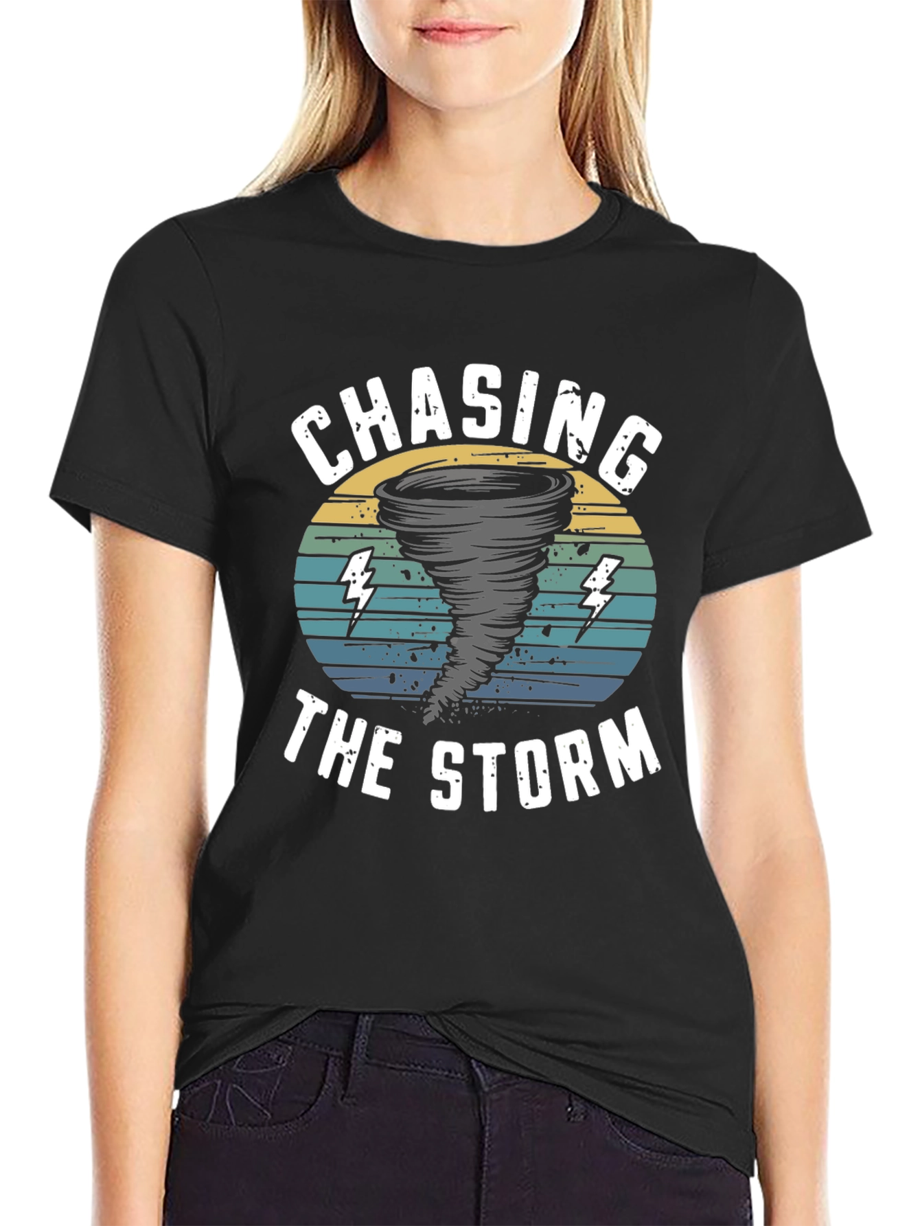 Chasing The Storm Black Graphic Tee