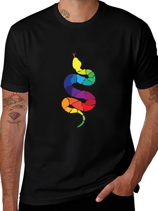 Rainbow Snake Graphic Tee - Mens Black T-Shirt