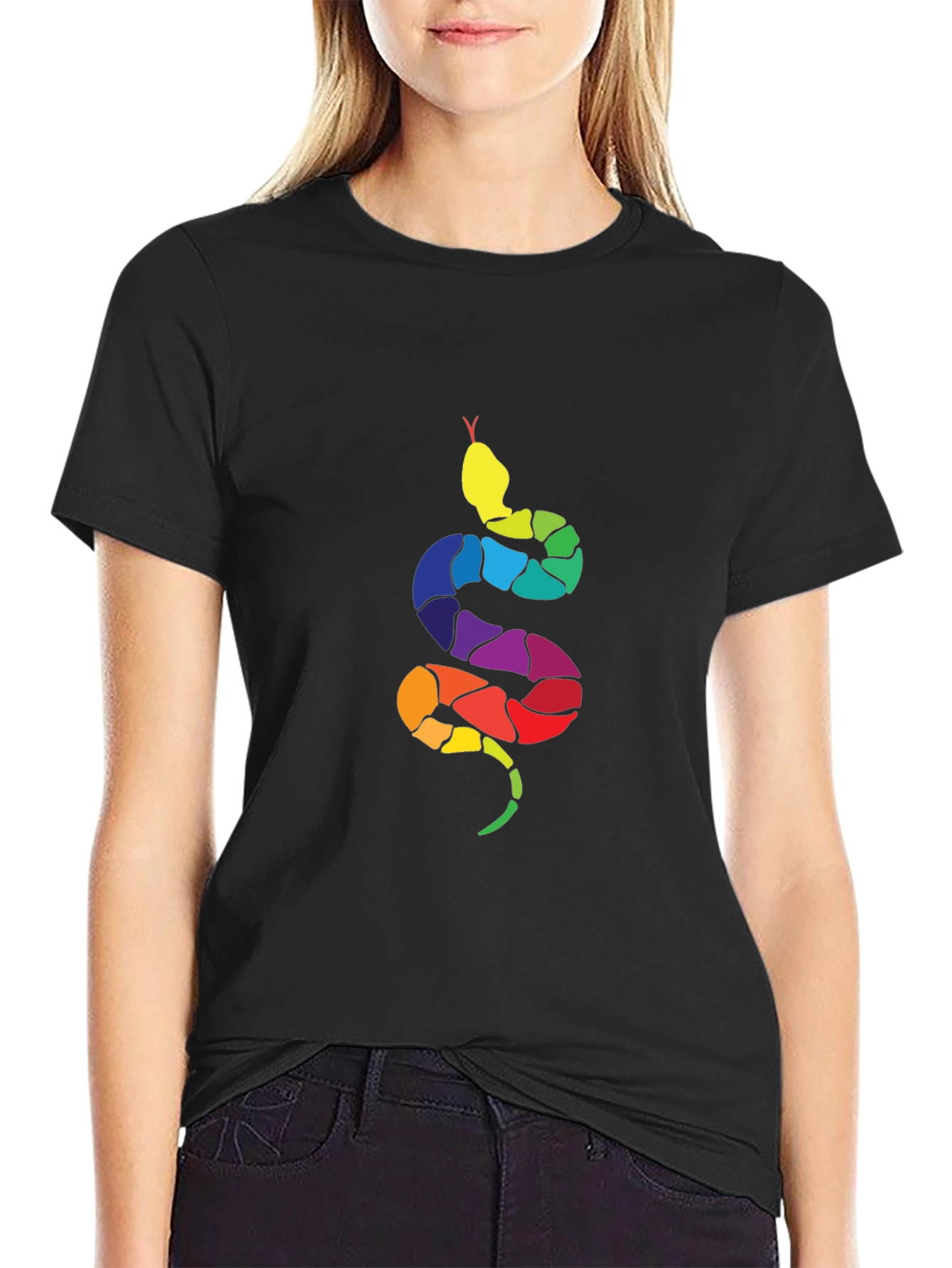 Rainbow Snake Graphic Tee - Mens Black T-Shirt