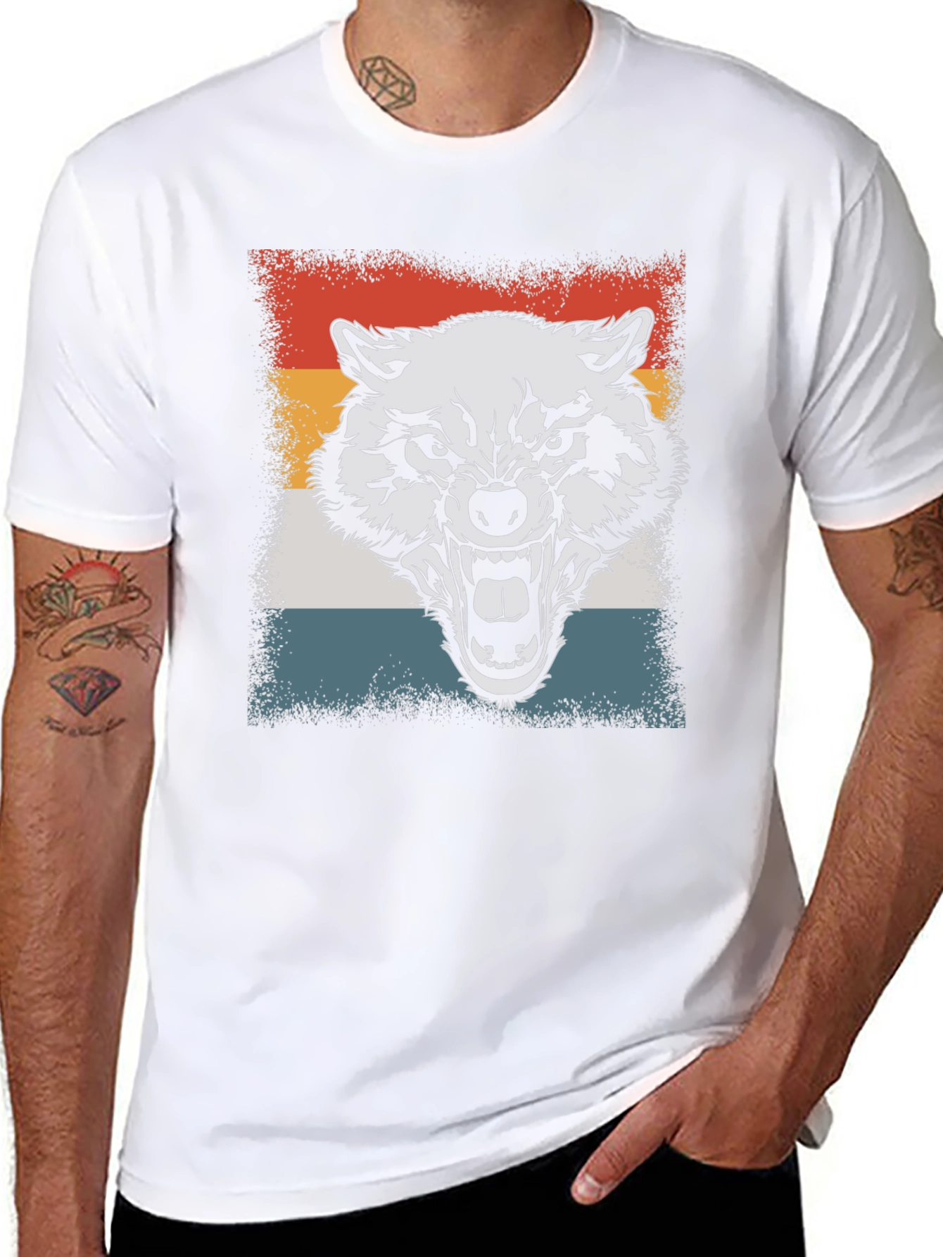 Retro Wolf Graphic Tee - Black T-Shirt