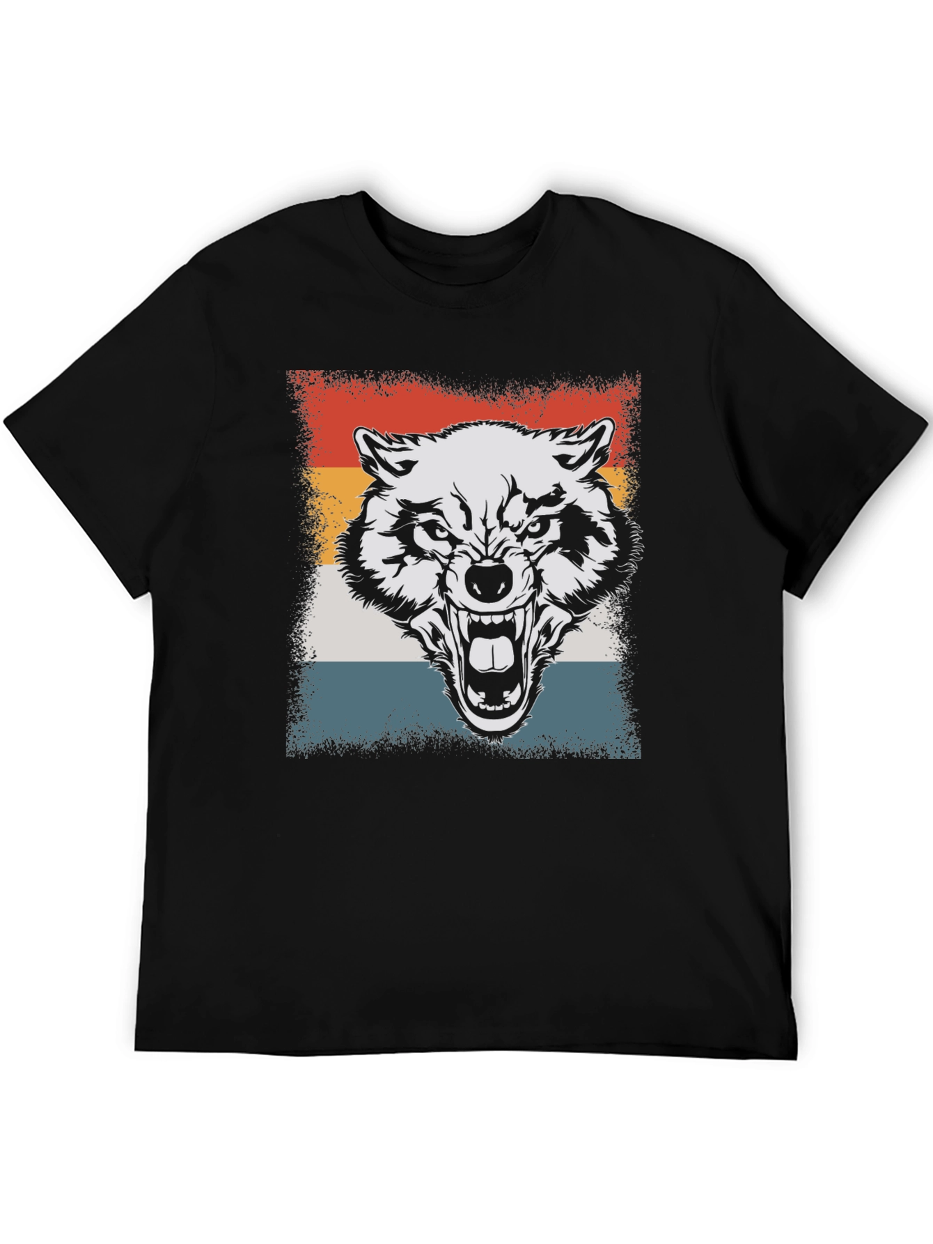 Retro Wolf Graphic Tee - Black T-Shirt