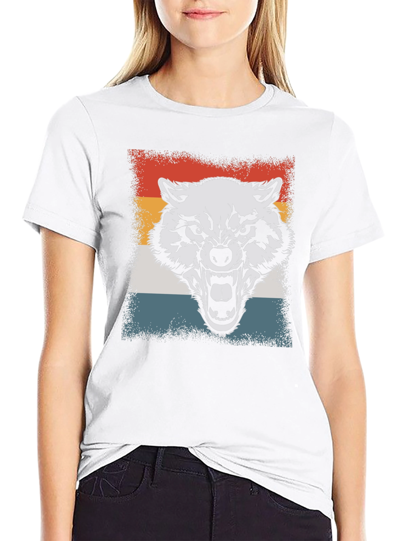 Retro Wolf Graphic Tee - Black T-Shirt