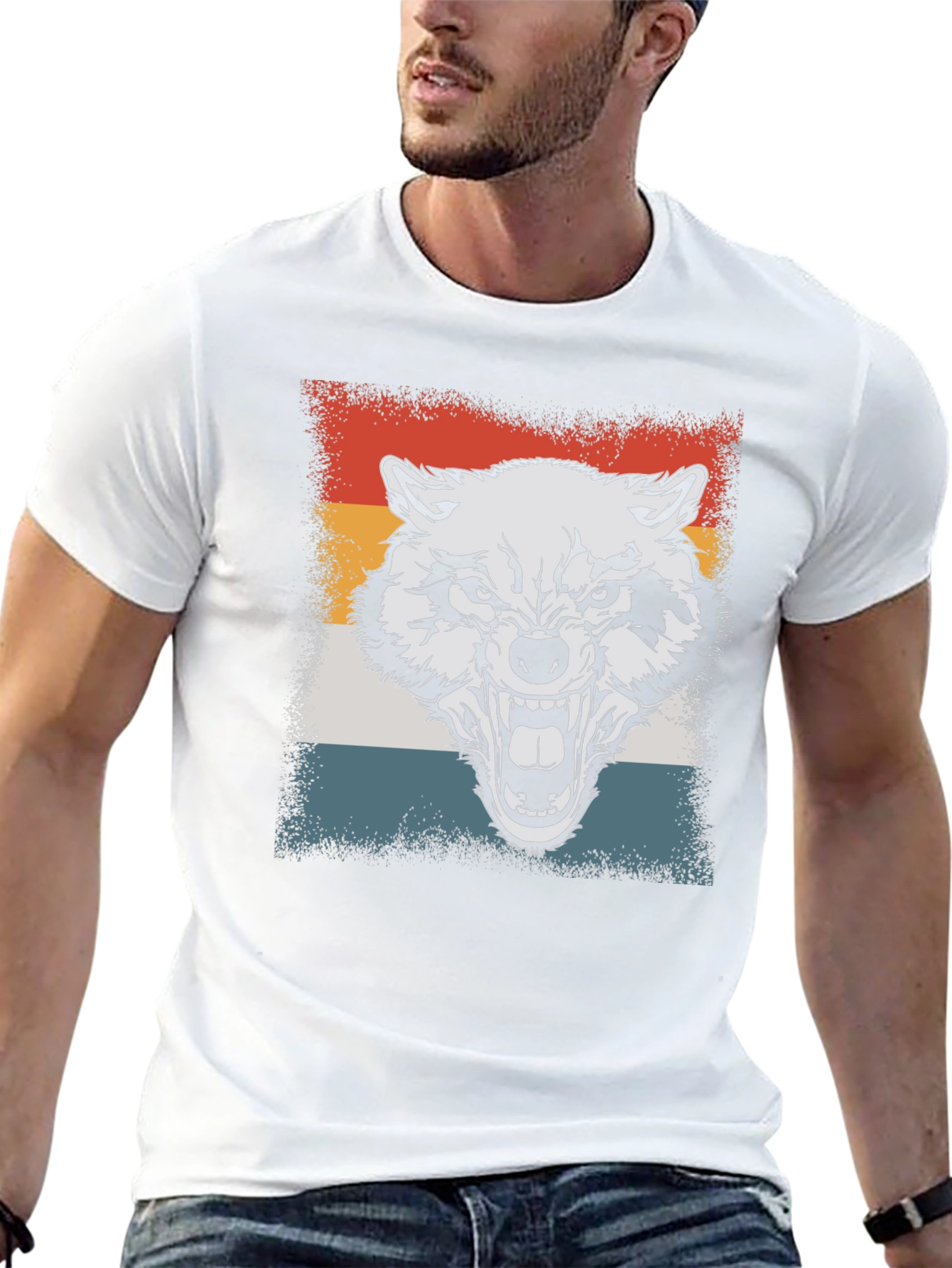Retro Wolf Graphic Tee - Black T-Shirt